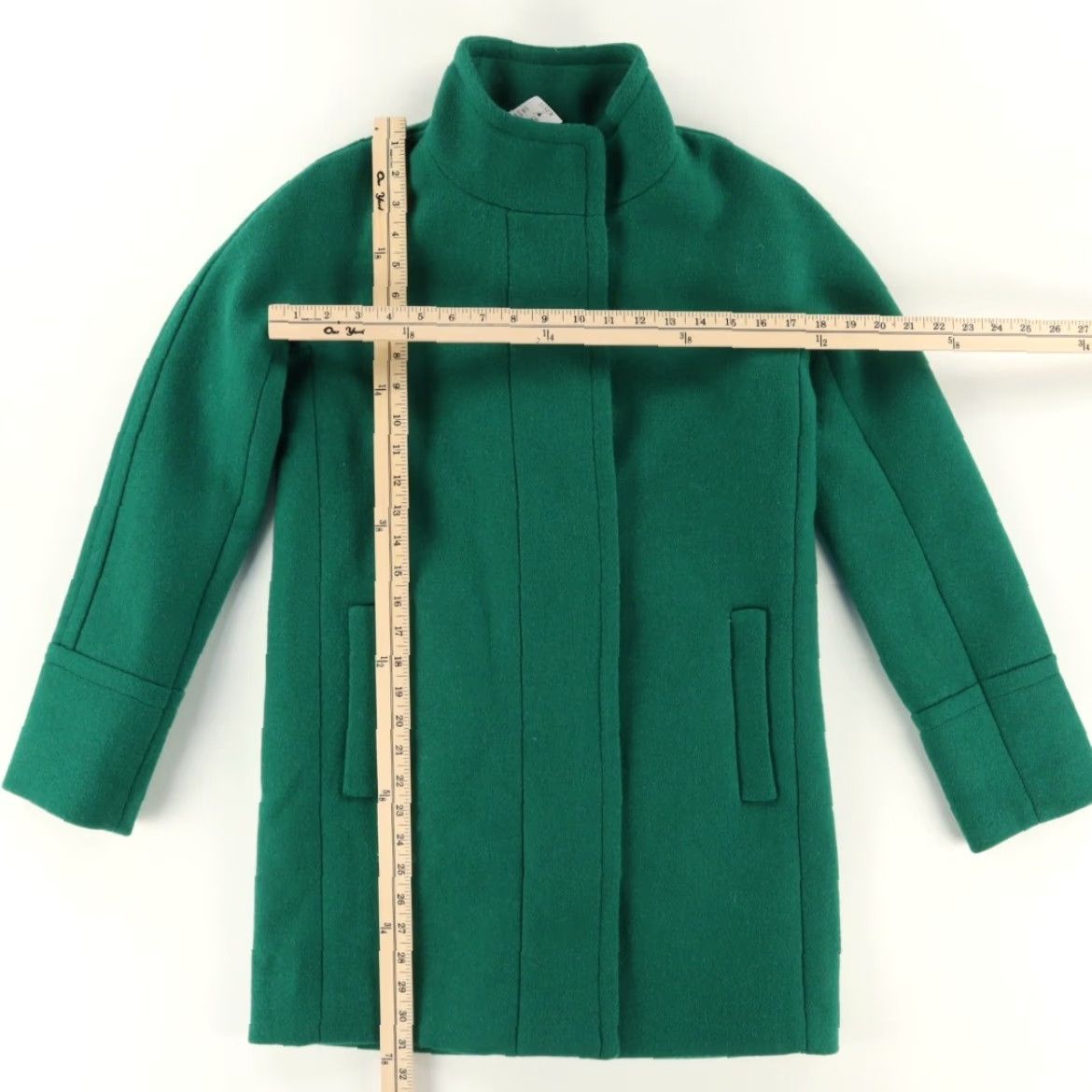 J.Crew J. Crew Heavy Wool City Coat Jacket Green Women's 0 Mock Long Sleeve Solid Size XS / US 0-2 / IT 36-38 - 3 Thumbnail