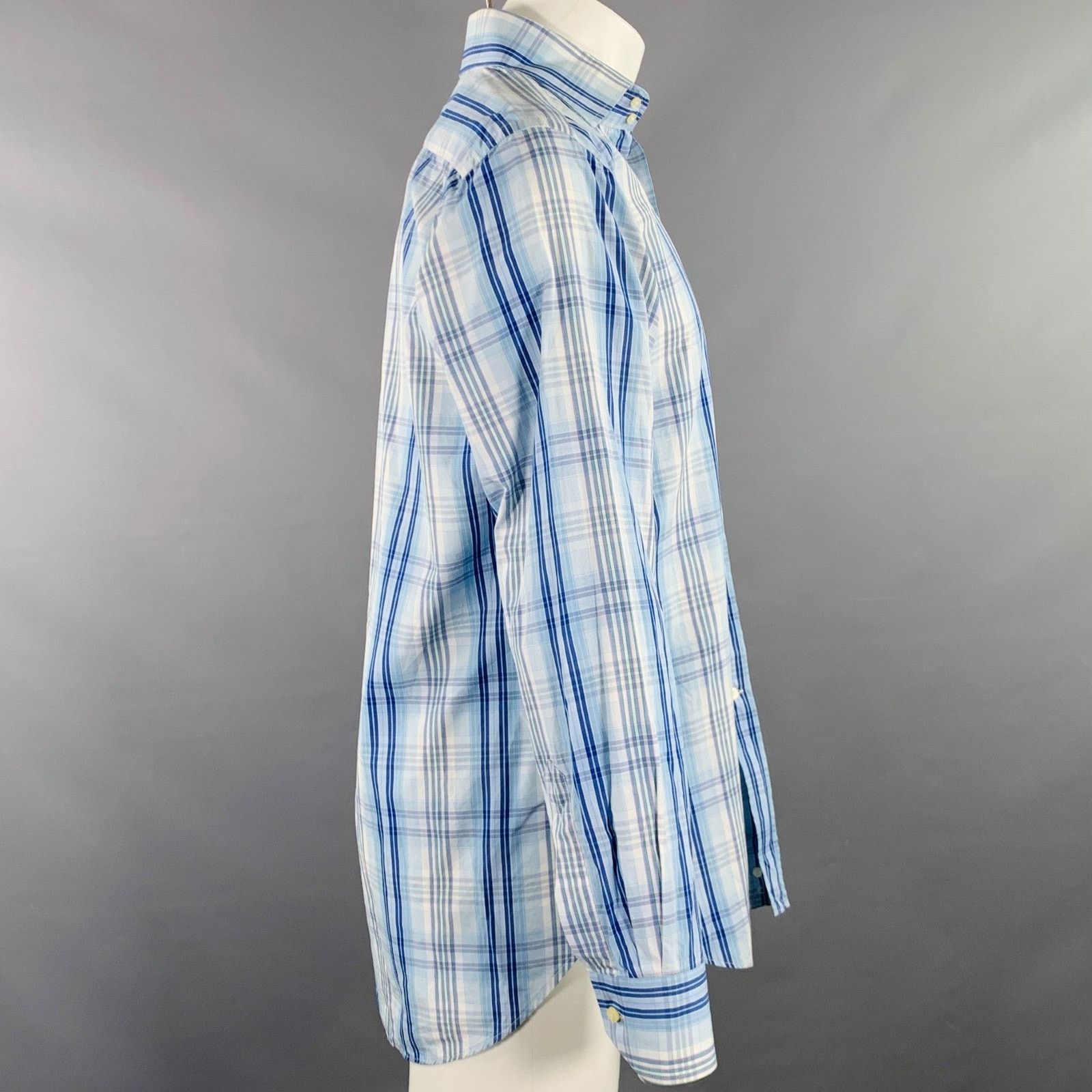 Etro Size M Blue White Plaid Cotton Button Up Long Sleeve Shirt Size US M / EU 48-50 / 2 - 2 Thumbnail