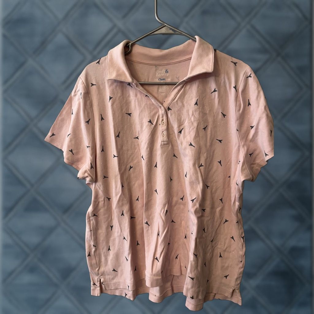 Croft & Barrow Croft & Barrow Polo Shirt Womens 1X Pink Cotton Classic Polo Shirt Paris Eiffel Tower Theme Casual Sleeve Short Sleeve Knits 100% Cotton Size XL / US 12-14 / IT 48-50 - 1 Thumbnail