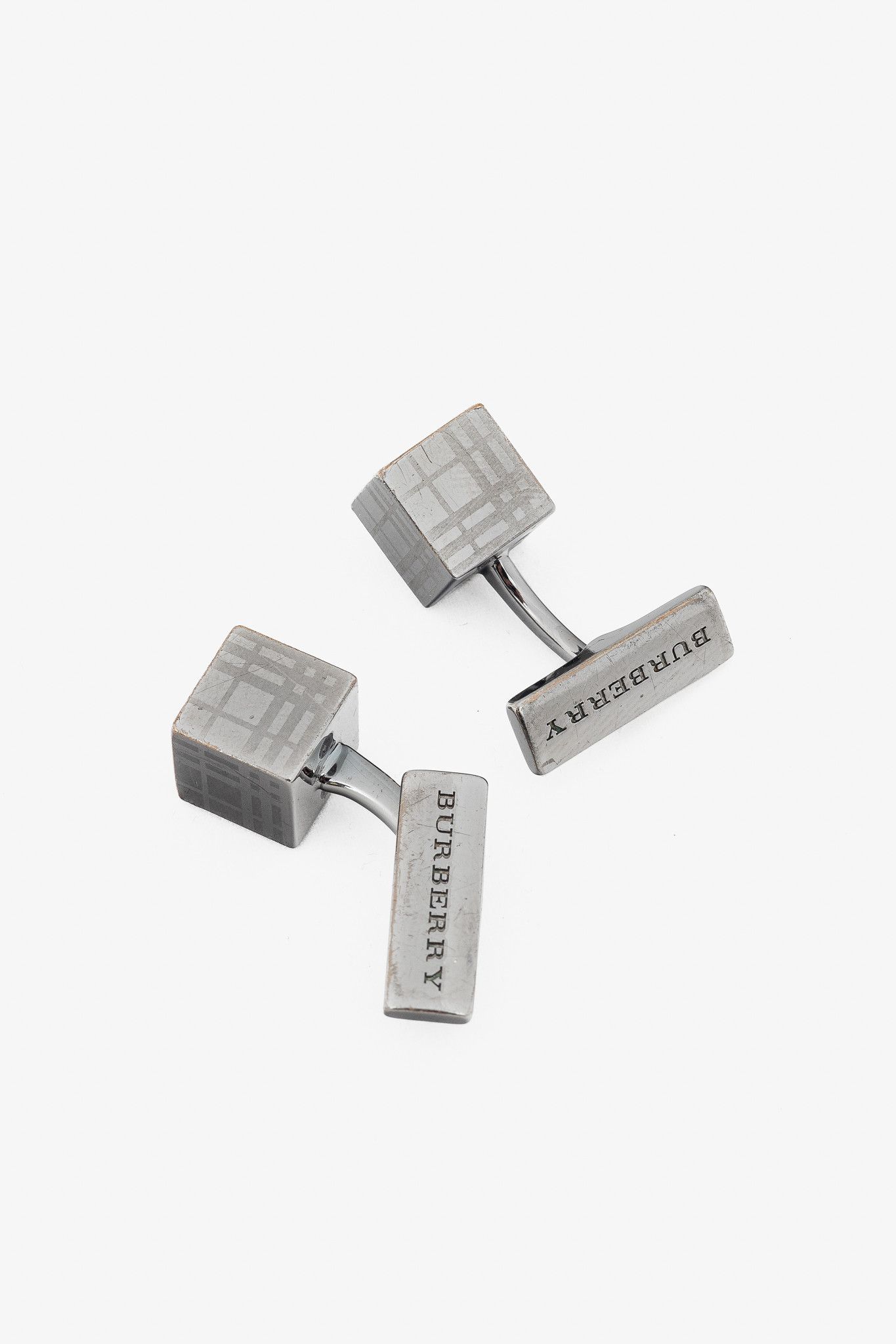 Burberry Burberry Gunmetal Check Cube Cufflinks Size ONE SIZE - 2 Thumbnail