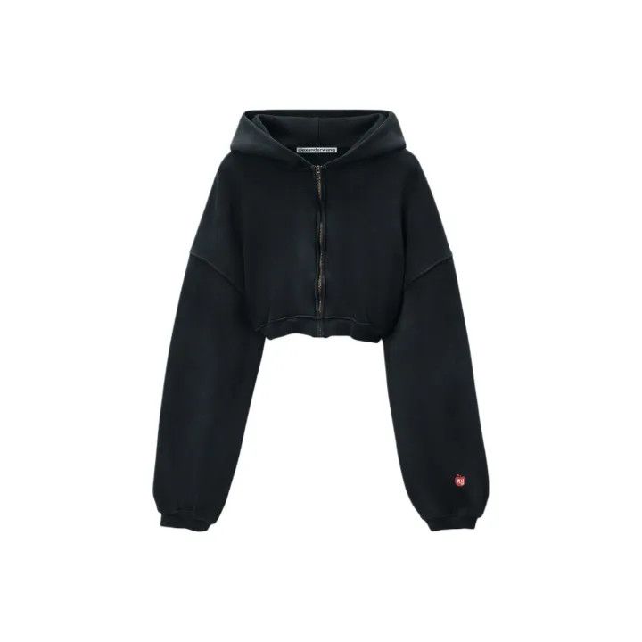 Alexander Wang Alexander Wang Black Cropped Hoodie Jacket 0079 Size S / US 4 / IT 40 - 1 Thumbnail