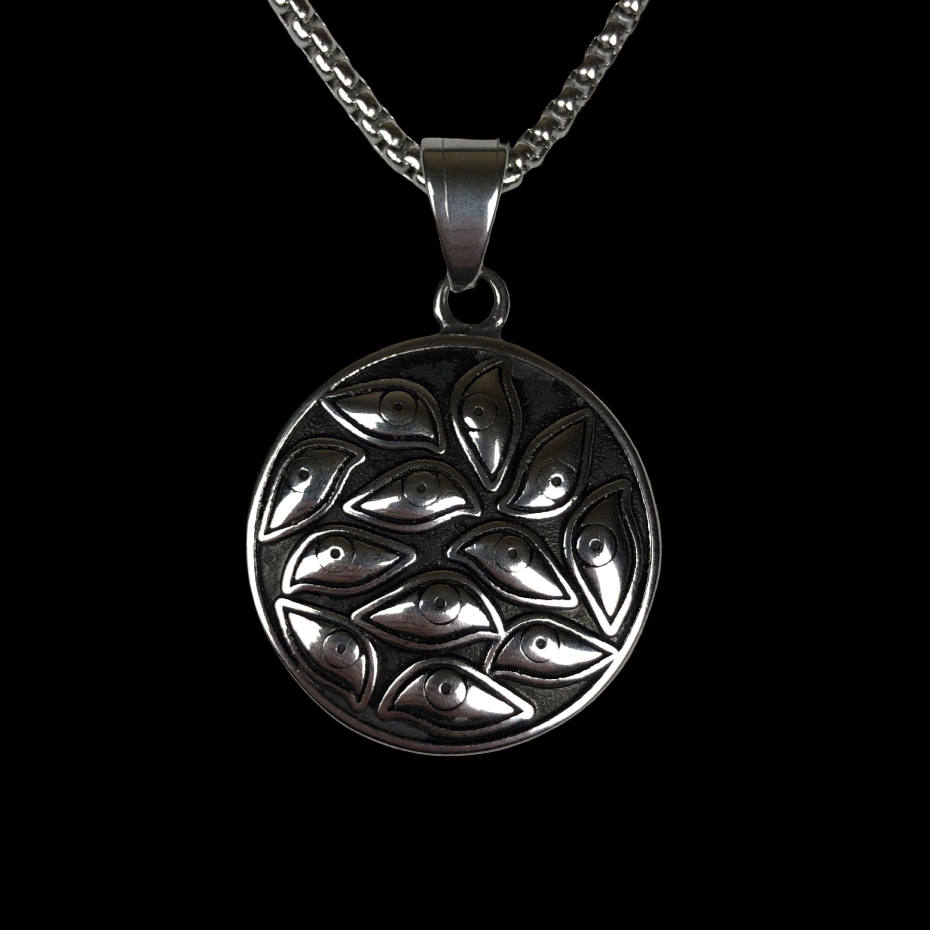 Jewelry Stainless Steel Eyes Necklace Gothic Punk Emo Y2K Size ONE SIZE - 1 Thumbnail
