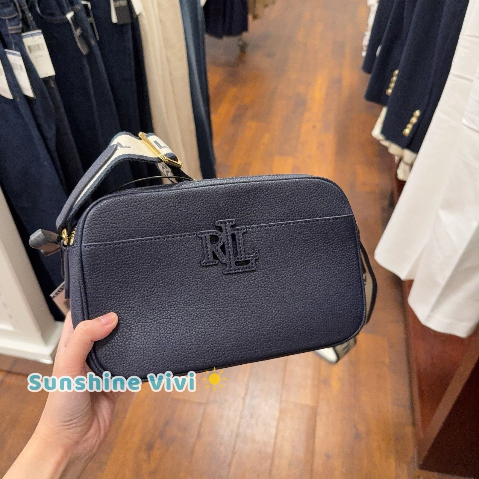 Lauren Ralph Lauren NWT Lauren Ralph Lauren Carrie Leather Crossbody Bag Navy Size ONE SIZE - 1 Thumbnail