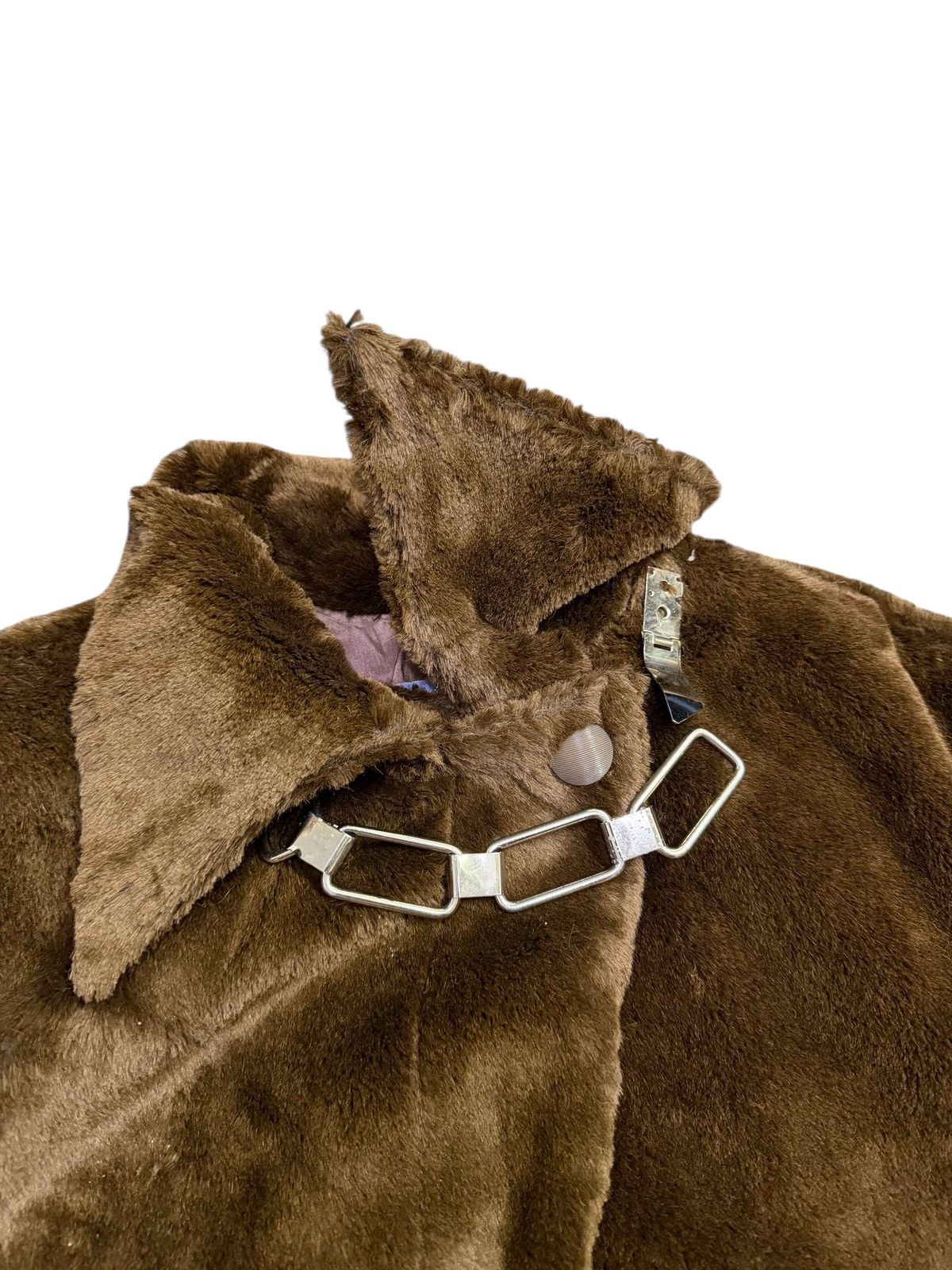 Thierry Mugler Vintage 80s Thierry Mugler Brown Faux Fur Coat Rayon Lining Size US M / EU 48-50 / 2 - 6 Thumbnail