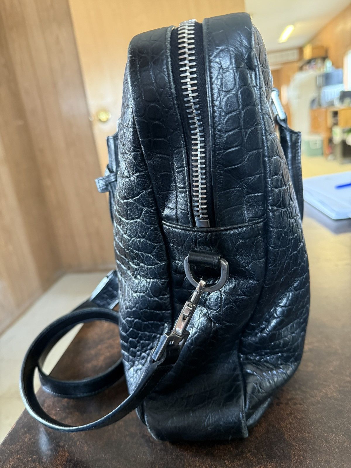 Saint Laurent Paris SLP Crocodile Embossed Sac Du Jour Large Briefcase Size ONE SIZE - 10 Thumbnail