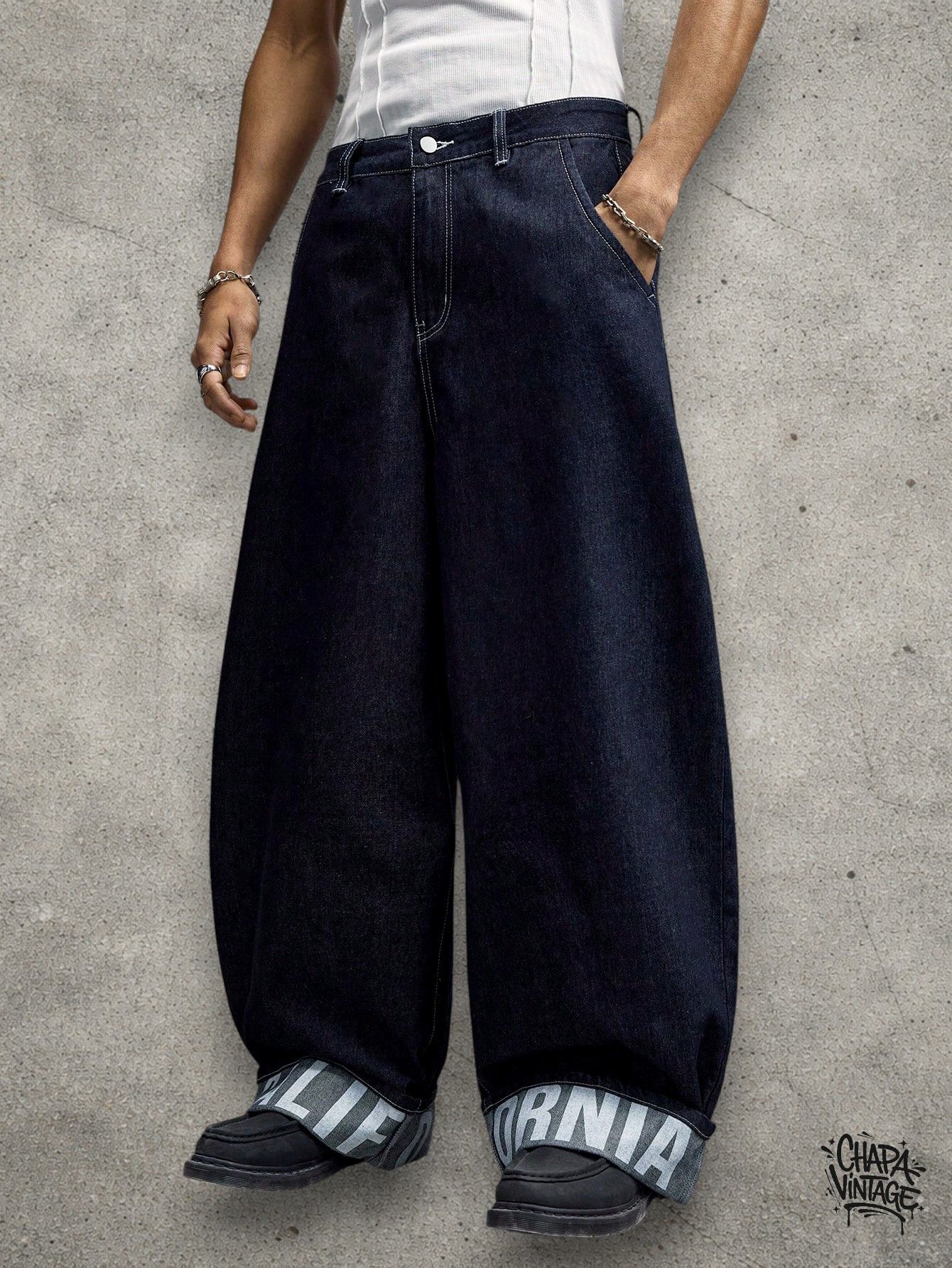 Vintage Baggy dark blue jeans Size US 32 / EU 48 - 3 Thumbnail