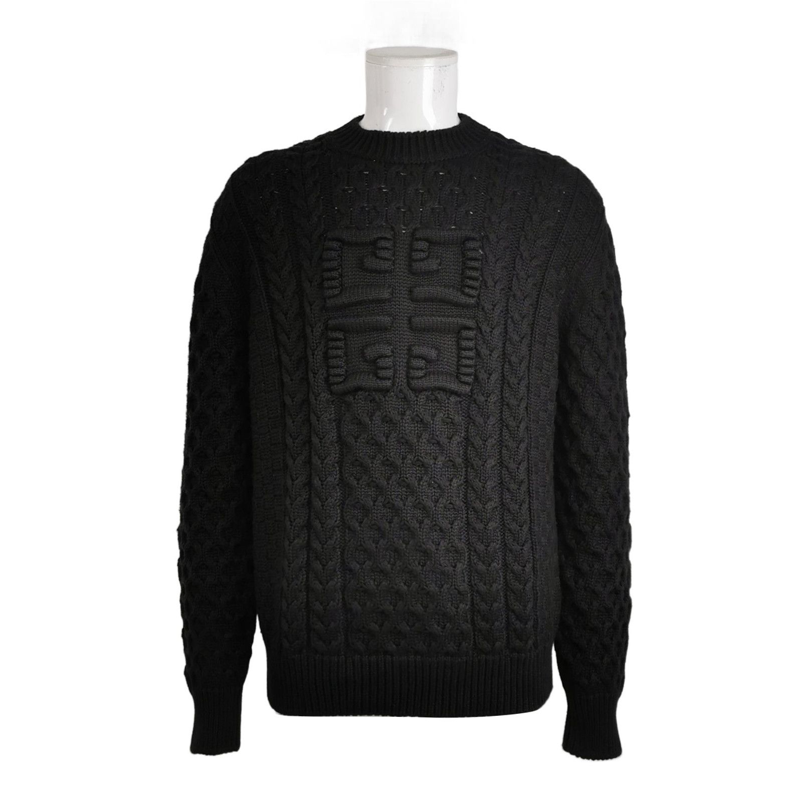 Givenchy Givenchy Black Cable Knit Crew Neck Sweater XXL Size US XXL / EU 58 / 5 - 1 Thumbnail