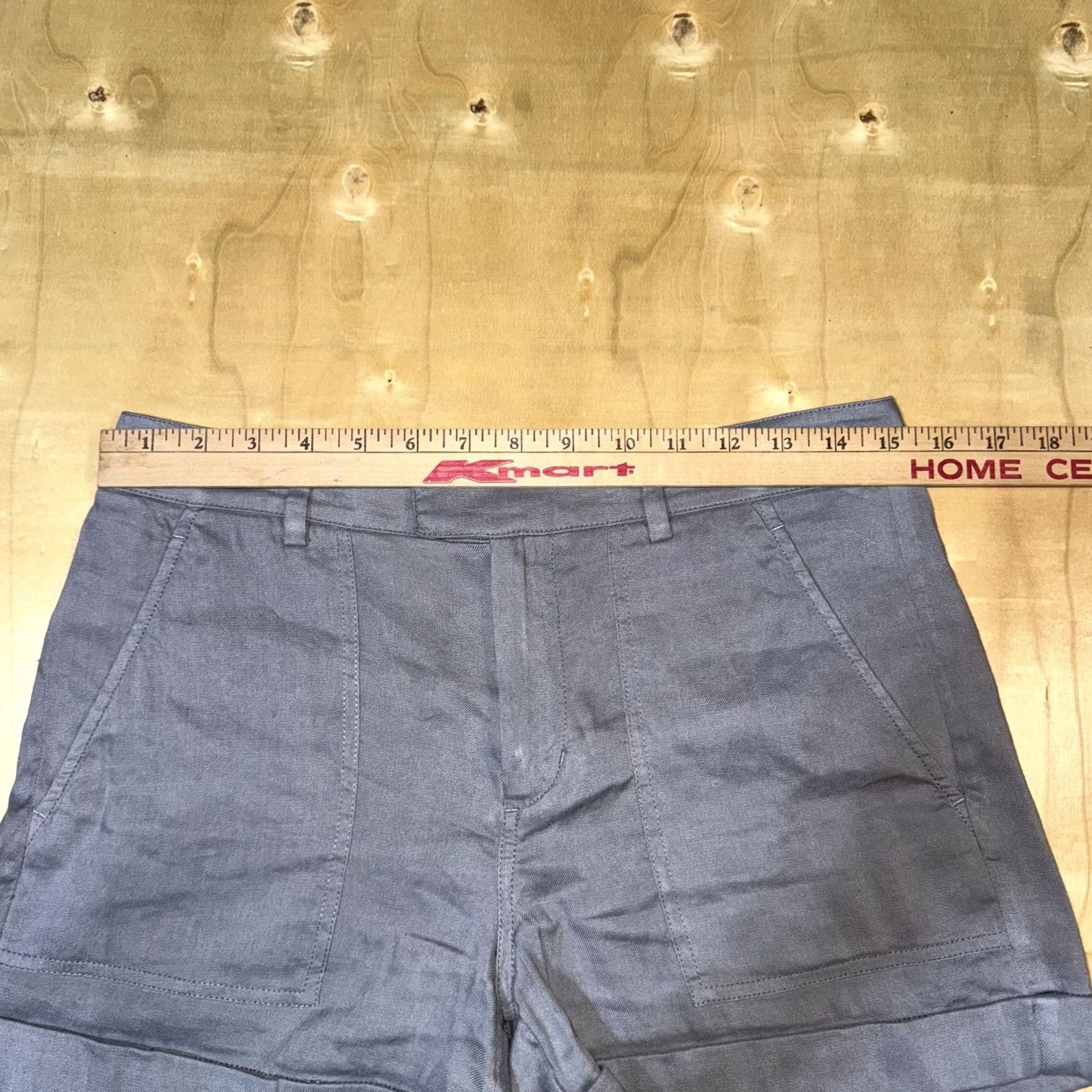 Vince Vince Shorts Womens 2 Gray Linen Blend Rolled Hem Pockets Lightweight Casual Chino, Regular, Flat Front, Belt Loops, Zip Fly Womens Size 26" / US 2 / IT 38 - 5 Thumbnail