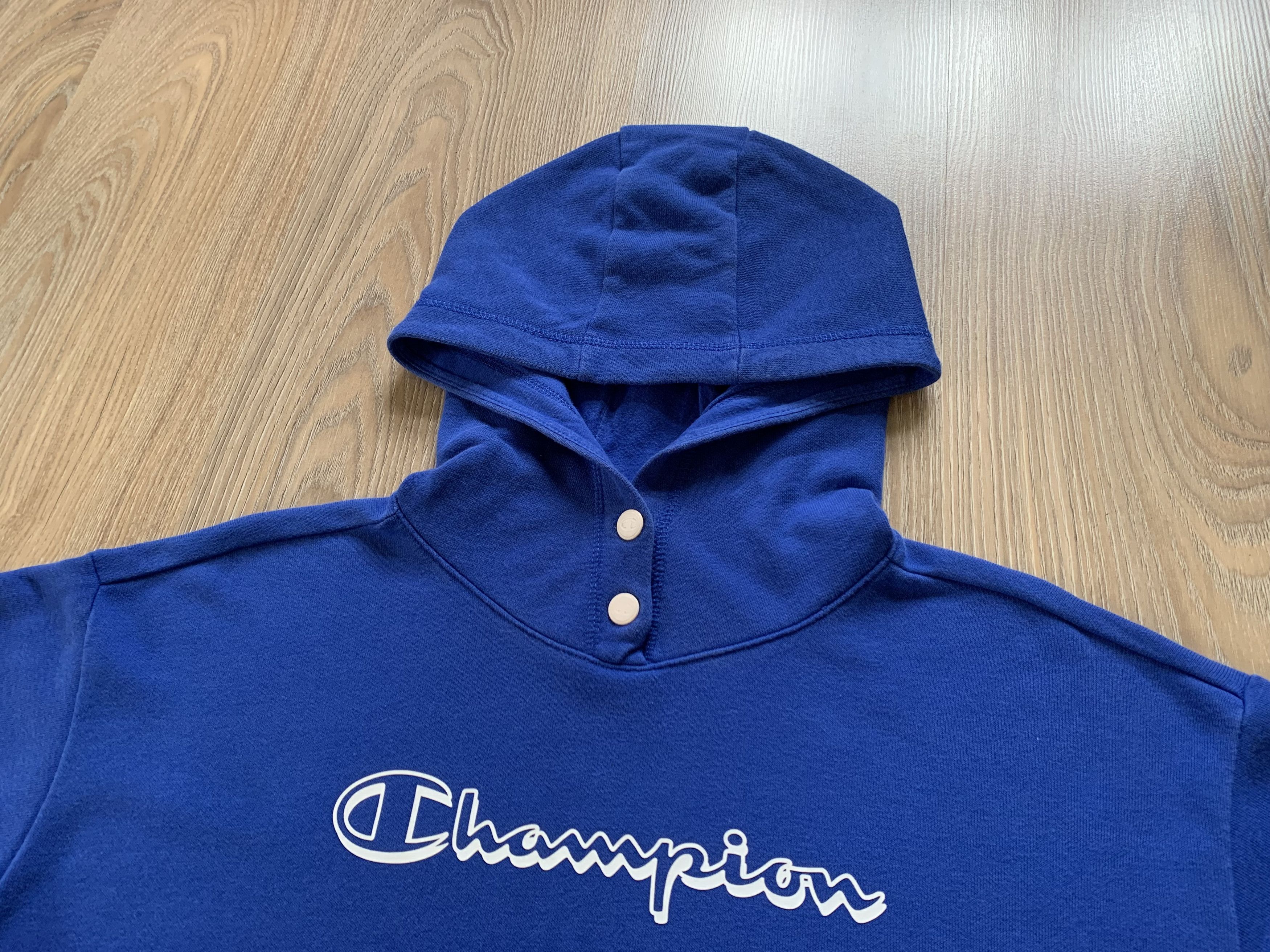 Champion × Vintage Champion Vintage Centr Logo Blue Hoodie Size US L / EU 52-54 / 3 - 4 Thumbnail
