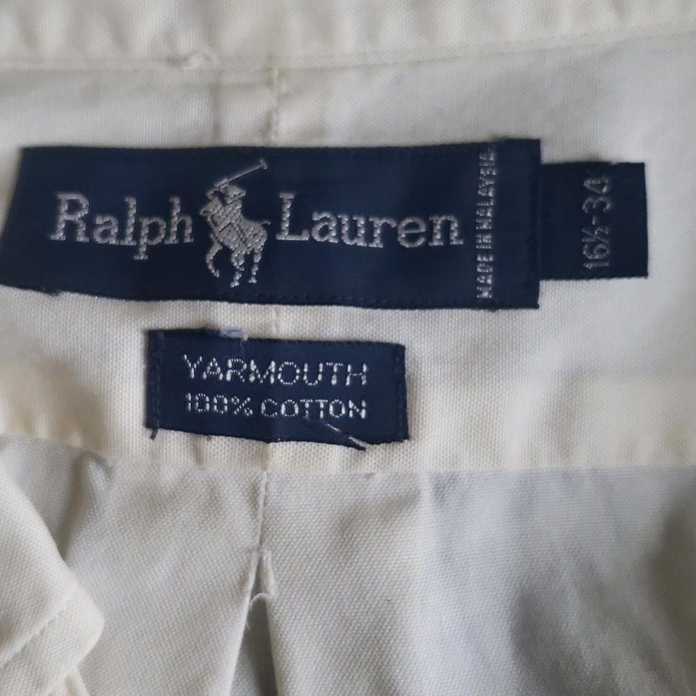 Designer CT1532 Ralph Lauren Men's Off White Shirt 16.5-34 Size US M / EU 48-50 / 2 - 4 Thumbnail