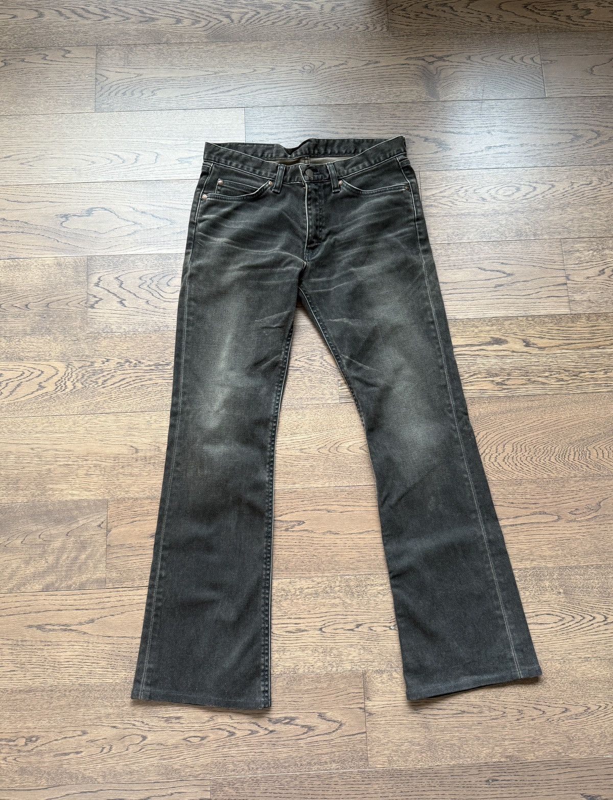 Lee Lee Japan Made Men Vintage Treatment Black Bell Bottom Jeans Size US 31 - 2 Thumbnail