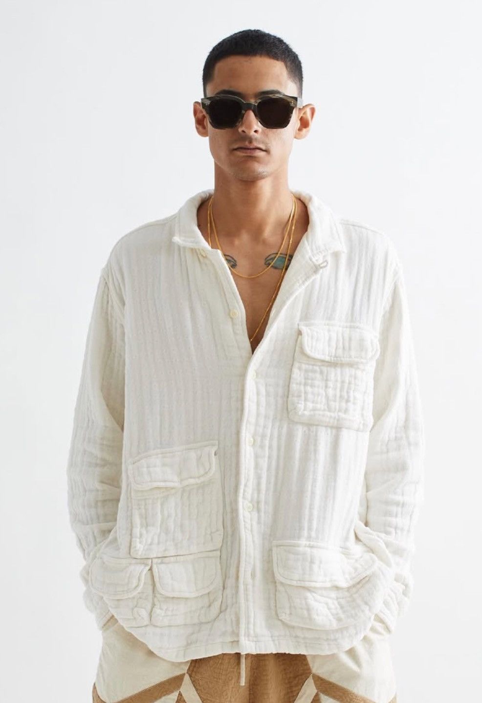 18 East 18East LS WINHALL UTILITY SHIRT - WHITE TRIPLE GAUZE Size US M / EU 48-50 / 2 - 1 Thumbnail