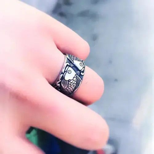 Vintage double fish the couple ring stainless steel 3D design Size ONE SIZE - 2 Thumbnail
