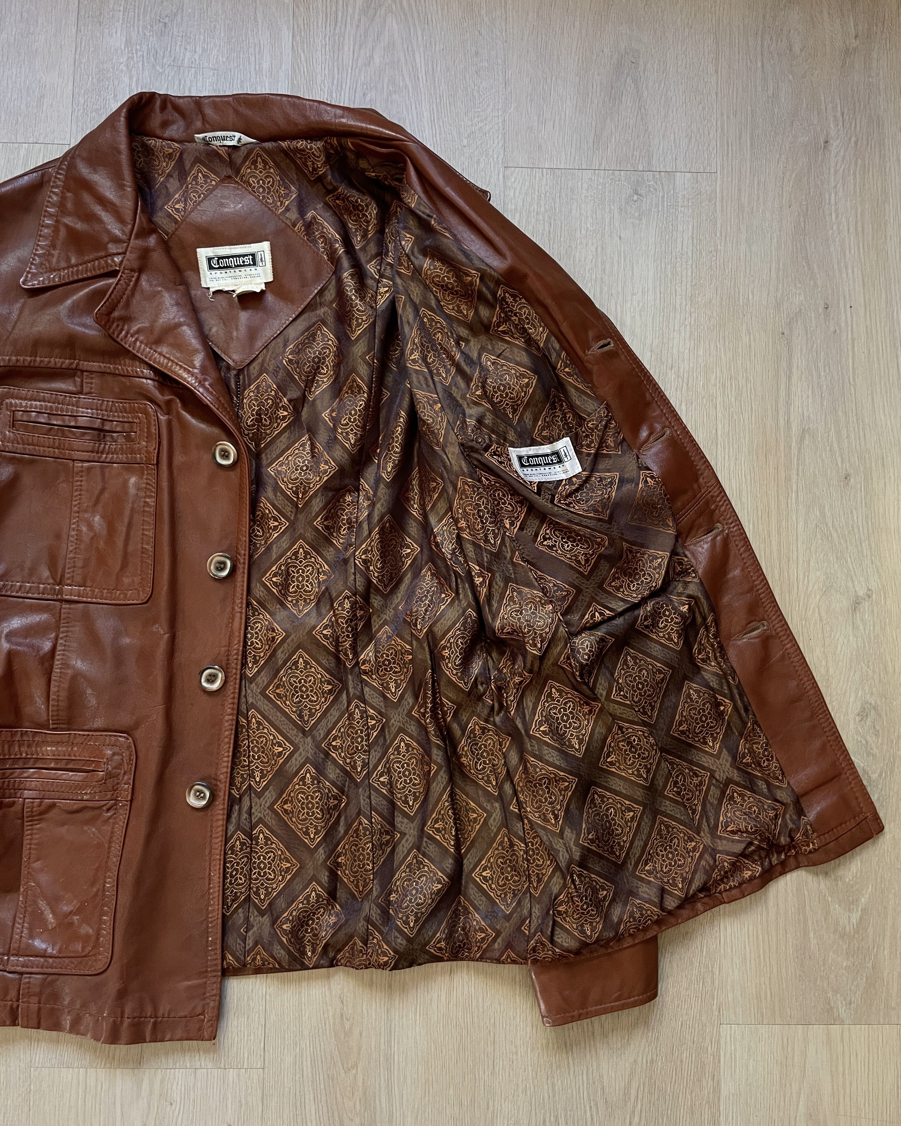 Genuine Leather × Vintage 70s Brown Leather Jacket Size US L / EU 52-54 / 3 - 5 Thumbnail