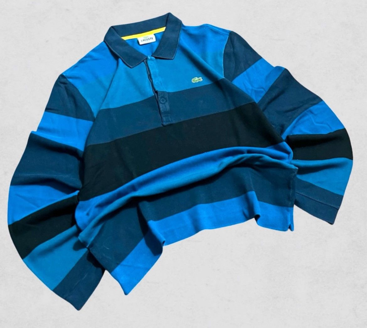 Lacoste Vintage 2000s Lacoste long-sleeved polo shirt blue stripes Size US M / EU 48-50 / 2 - 3 Thumbnail