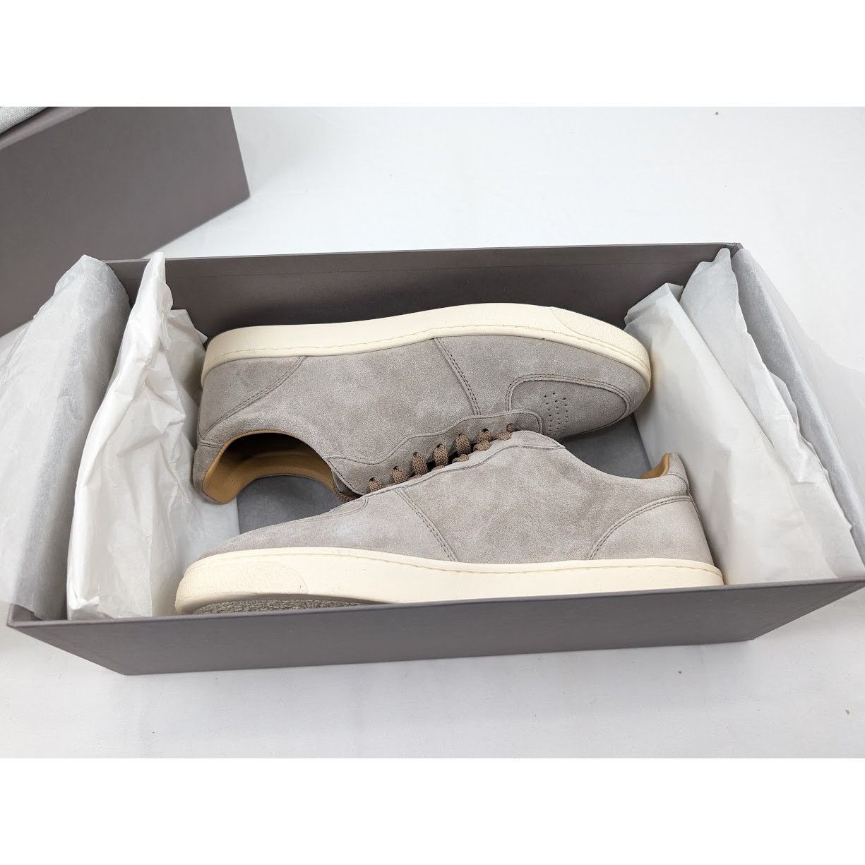 Brunello Cucinelli o1rshd1 Suede Low-Top Sneakers in Beige Size US 8 / EU 41 - 17 Thumbnail