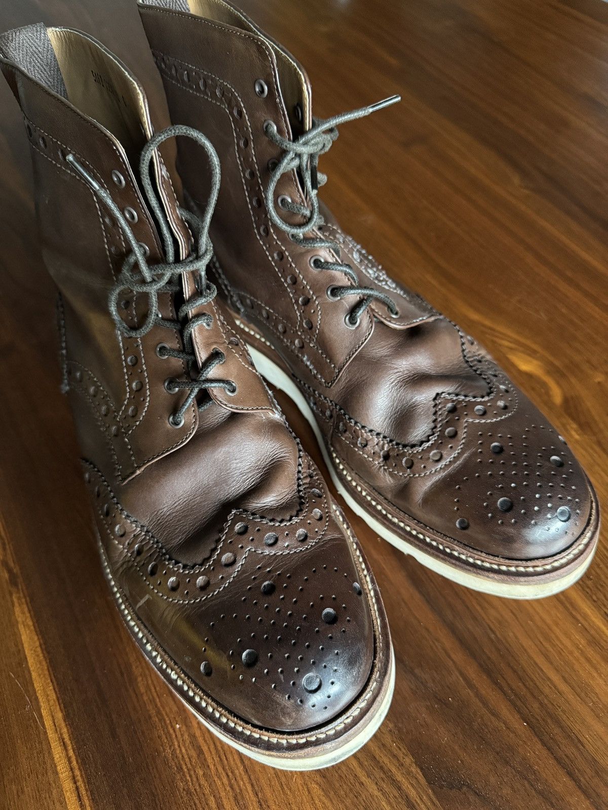Grenson Grenson Wing Tips Leather Boots Size US 10 / EU 43 - 6 Thumbnail