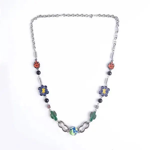 Vintage Charm Necklace Cactus Chain Jewelry World Art Classic Flame Size ONE SIZE - 4 Thumbnail