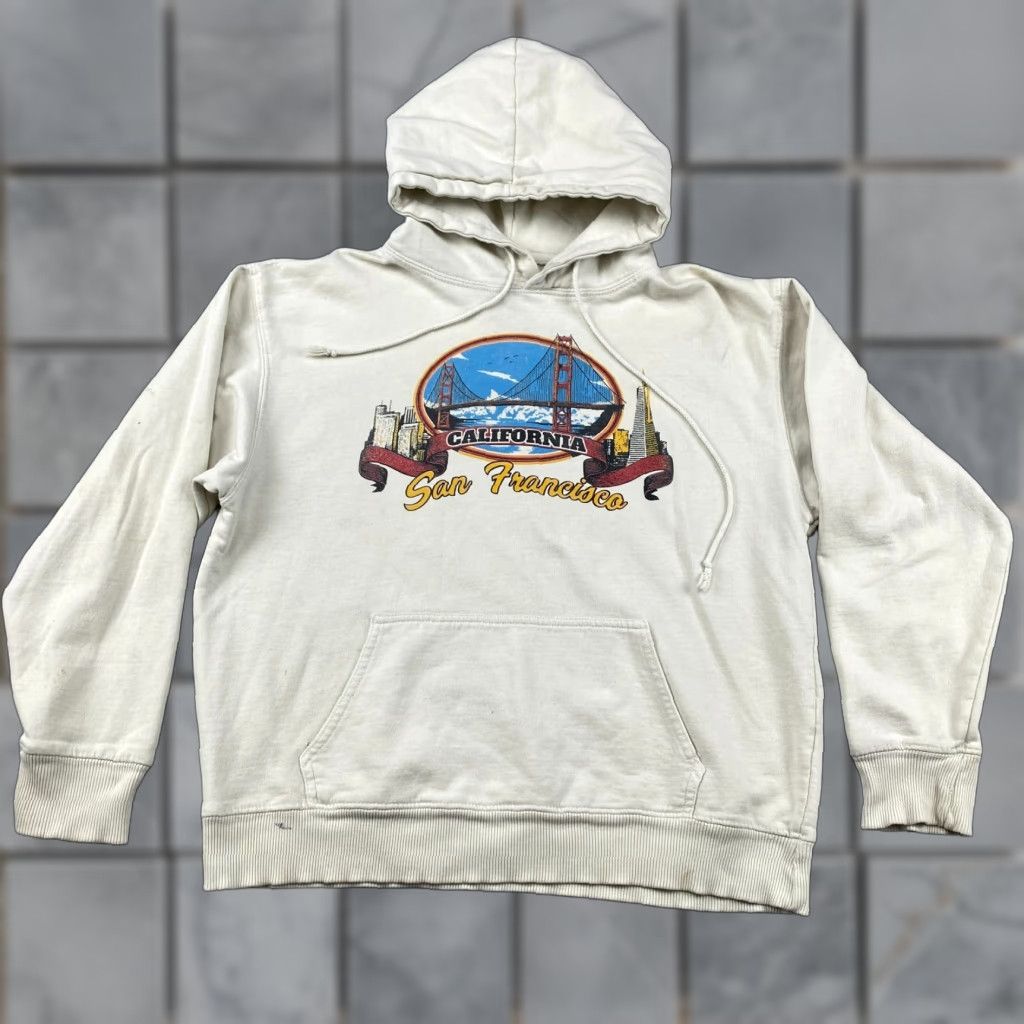 Vintage VINTAGE John Galt California Hoodie Mens L Beige Pullover Fleece Logo Pockets Long Sleeve Sportswear 90s California SF Graphic Size US L / EU 52-54 / 3 - 1 Thumbnail