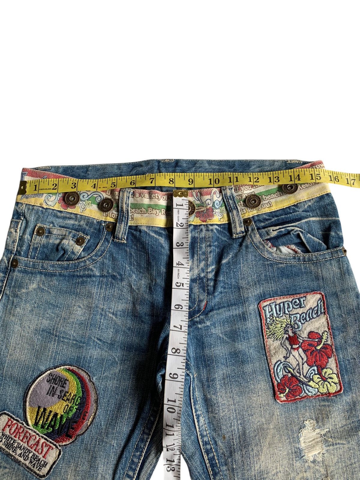 Other 💥 Vintage 90s Style Hyper Beach Stone Wash Patch Jeans Rare Size US 31 - 16 Thumbnail