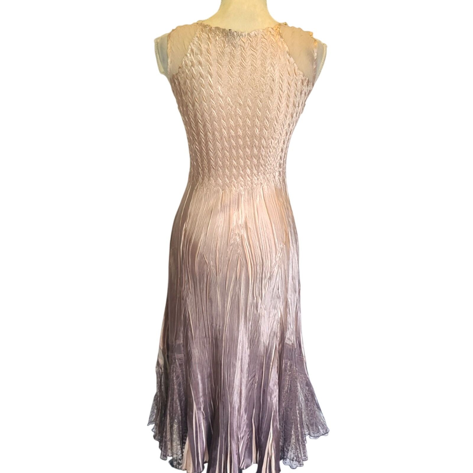 Other New W/Tag Komarov Womens Tan Silk Beaded Midi Dress Small Size S / US 4 / IT 40 - 4 Thumbnail