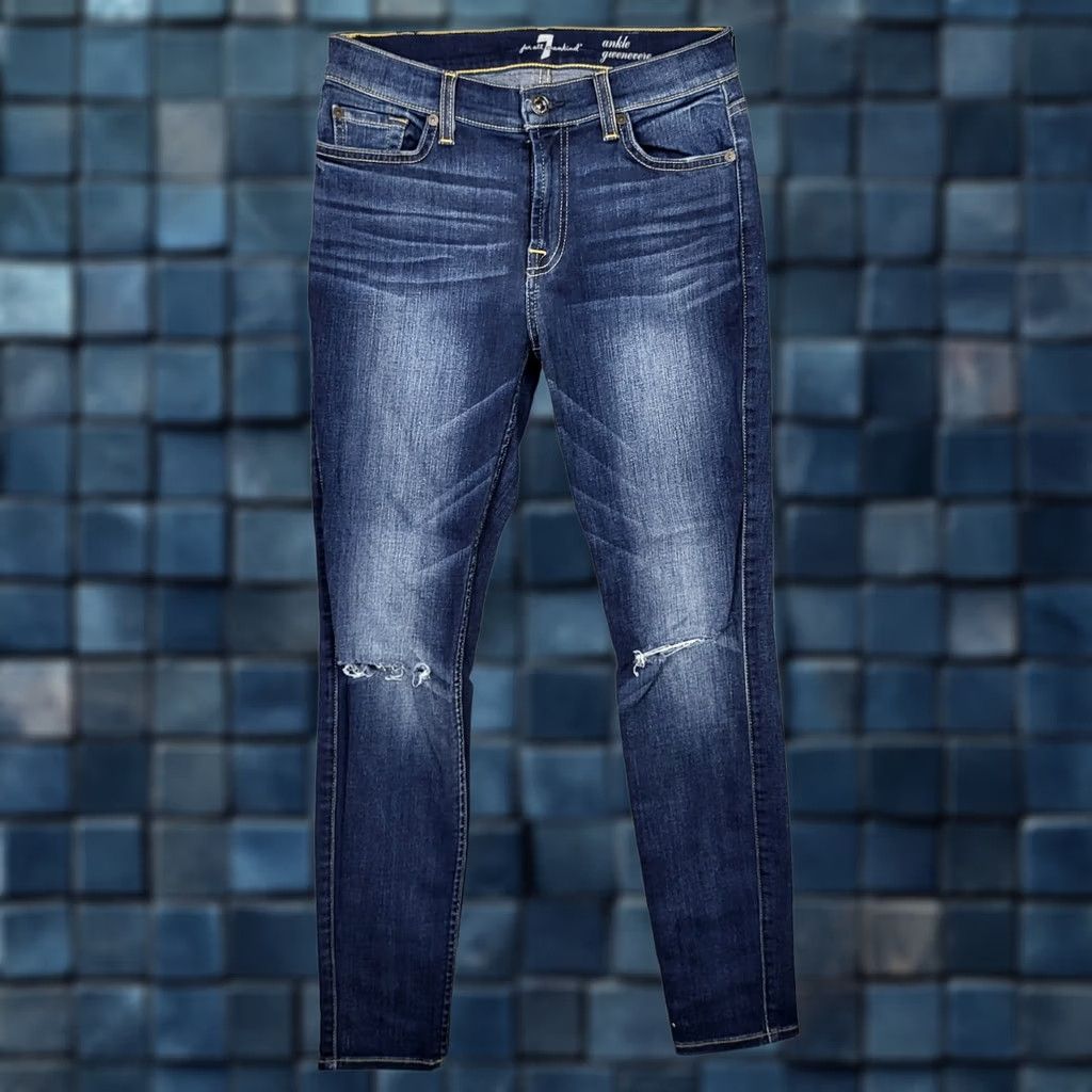 7 For All Mankind 7 For all mankind Gwenevere Jeans Skinny Blue Size 27 Women Regular Denim 5-Pocket Mid Rise Casual Jeans Womens Size 27" / US 4 / IT 40 - 1 Thumbnail
