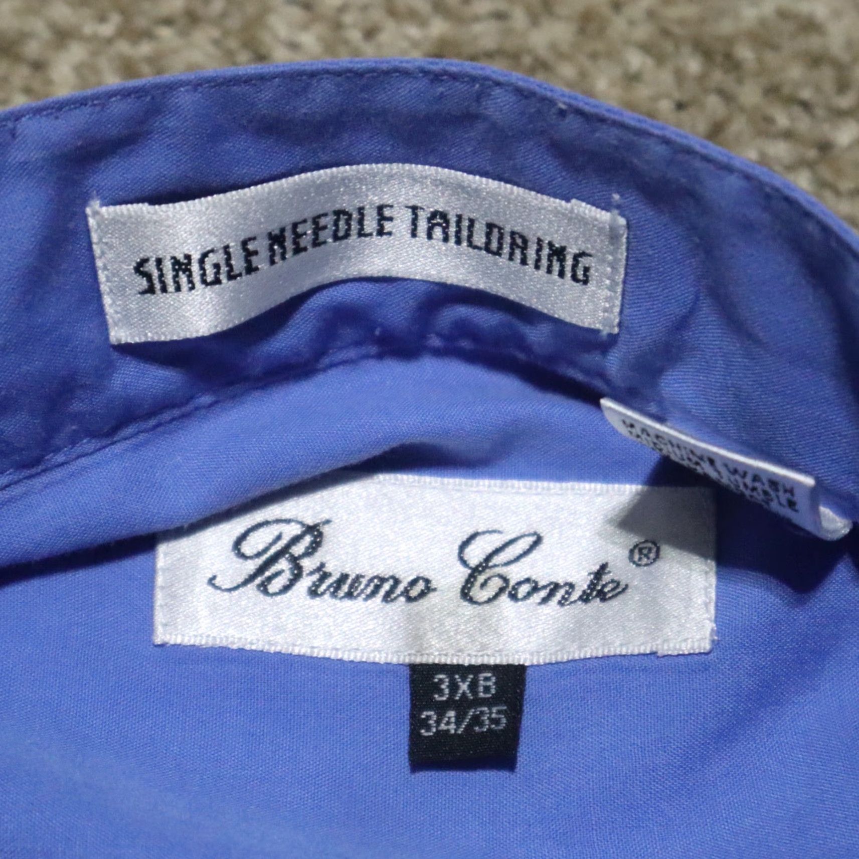 Vintage Bruno Conte Shirt Blue Long Sleeve Button-Up Adult 3X Big & Tall 3XB Mens Button-Up Shirt Blue Long Sleeve Bruno Conte Shirt" Size US XXL / EU 58 / 5 - 4 Thumbnail