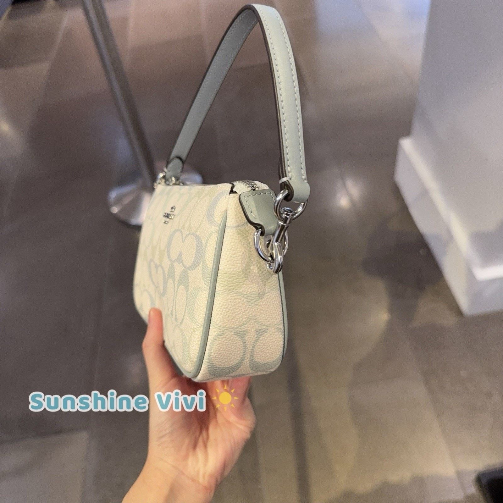 Coach NWT Coach Nolita 19 Pretty Canvas CDW29 Silver/Chalk/Blue Size ONE SIZE - 5 Thumbnail