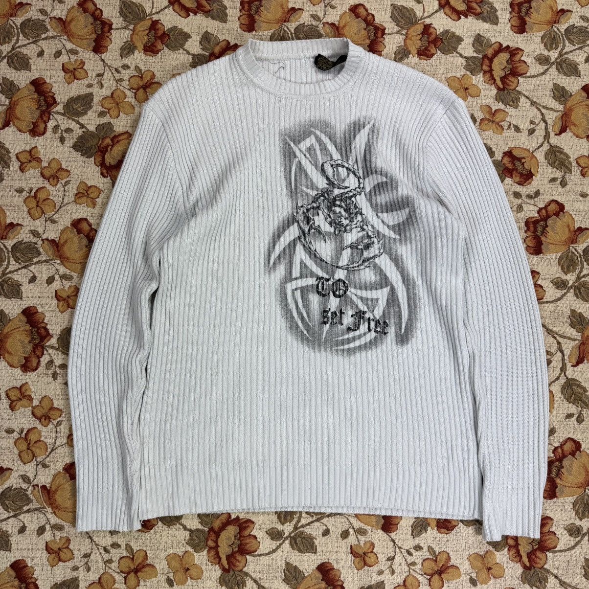 Japanese Brand Japanese Scorpion print 3D Knit White y2k tribal swag drip Size US L / EU 52-54 / 3 - 2 Thumbnail