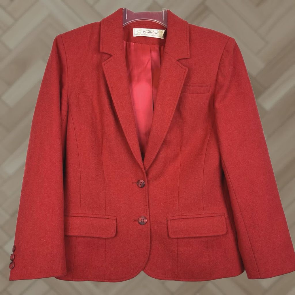 Pendleton VINTAGE Pendleton Blazer Womens 9 Red Wool Jacket USA Academia Preppy Young Size M / US 6-8 / IT 42-44 - 1 Thumbnail