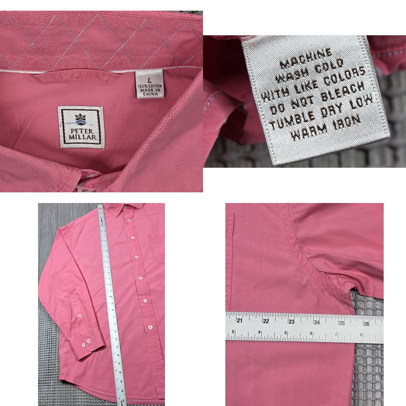 Peter Millar Peter Millar ShirtMens Long Sleeve Button-Up Pink Lightweight Cotton Regular(Size L) Button-Down Collared Size US L / EU 52-54 / 3 - 8 Thumbnail