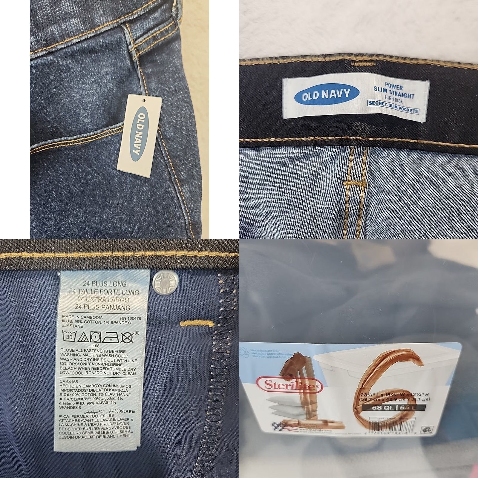 Old Navy VINTAGE Old Navy Womens Power Slim Straight High Rise Blue Jeans 24 Plus Long NWT Size 42" / US 20 - 10 Thumbnail