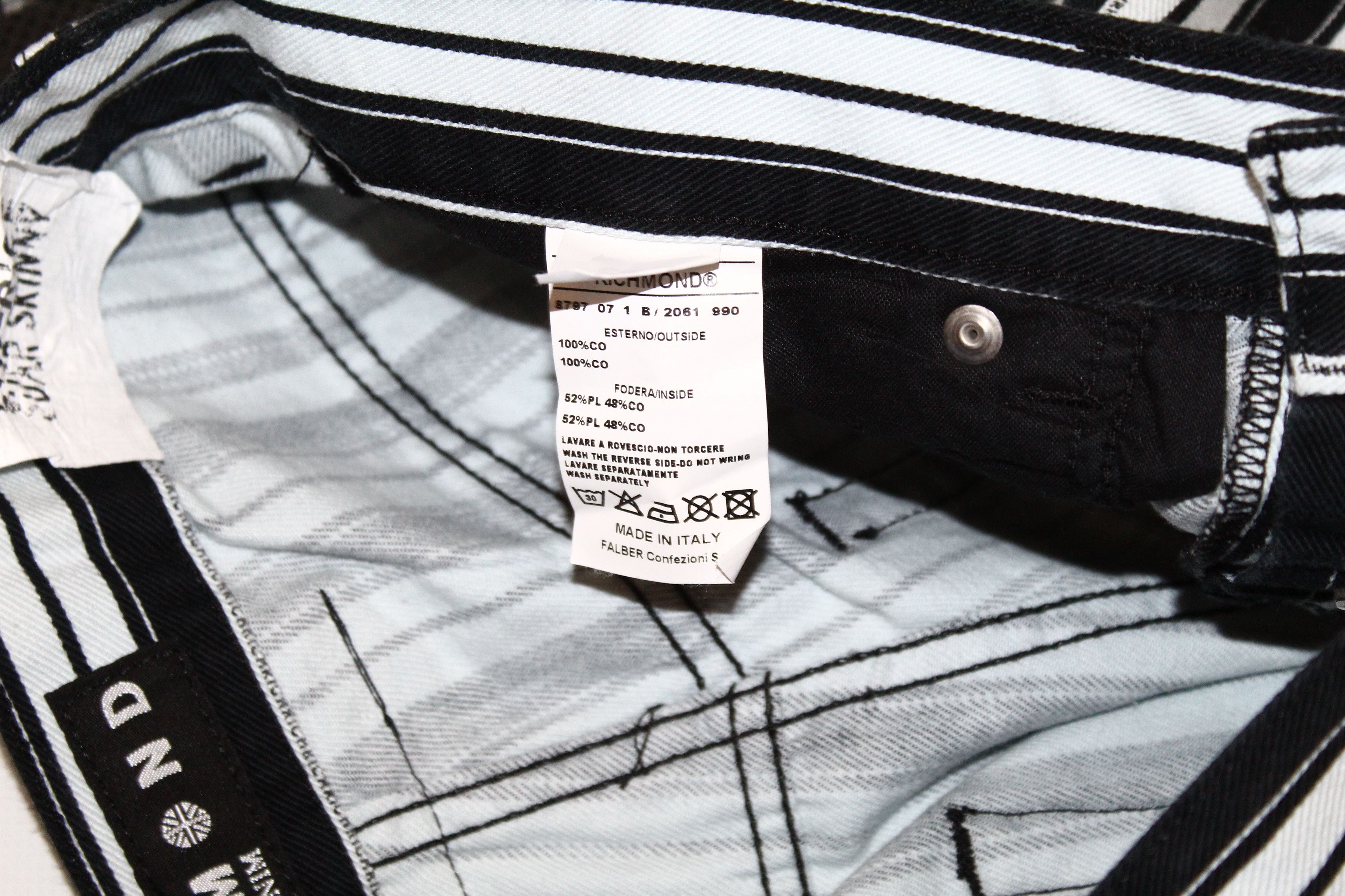Richmond Denim Richmond Denim Low-Rise Super Skinny Striped Jeans Size US 30 / EU 46 - 5 Thumbnail