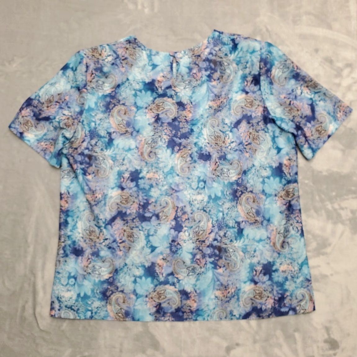 Vintage VINTAGE California Looks Top Womens 14W Blue Paisley Blouse Shirt 80s 90s Made in USA Womens Size XL / US 12-14 / IT 48-50 - 6 Thumbnail