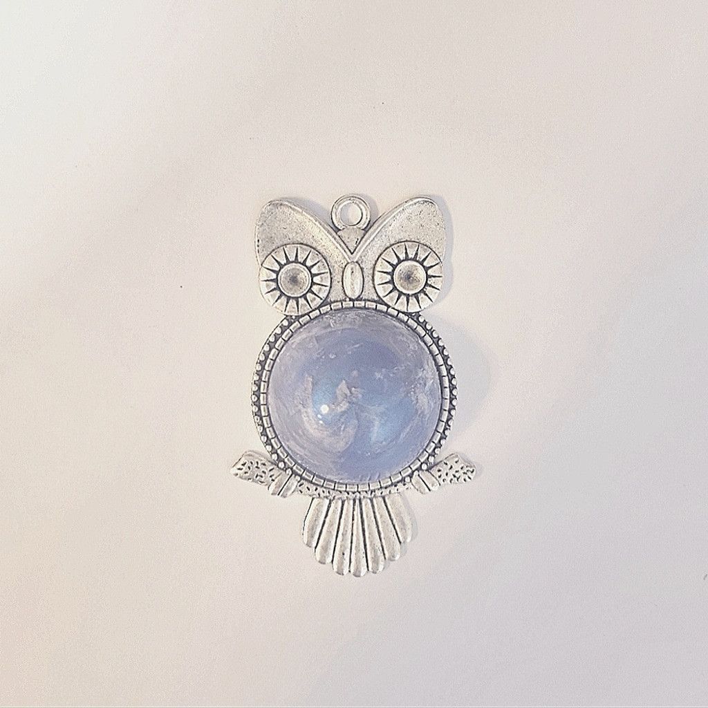 Handmade Blue & purple swirl resin owl pendant Size ONE SIZE - 1 Thumbnail