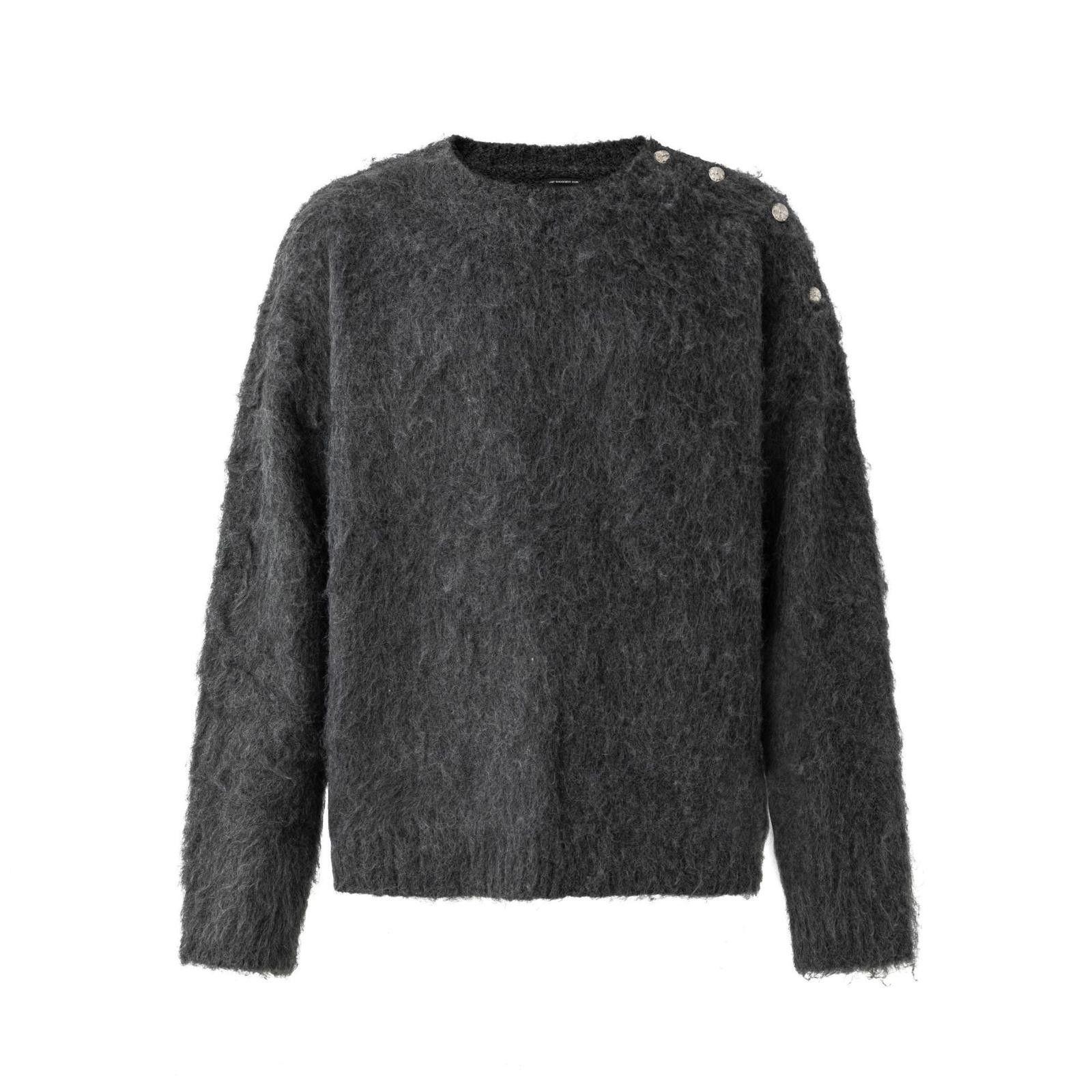 Vintage Teal Fuzzy Knit Sweater with Button Shoulder Detail Size US M / EU 48-50 / 2 - 5 Thumbnail