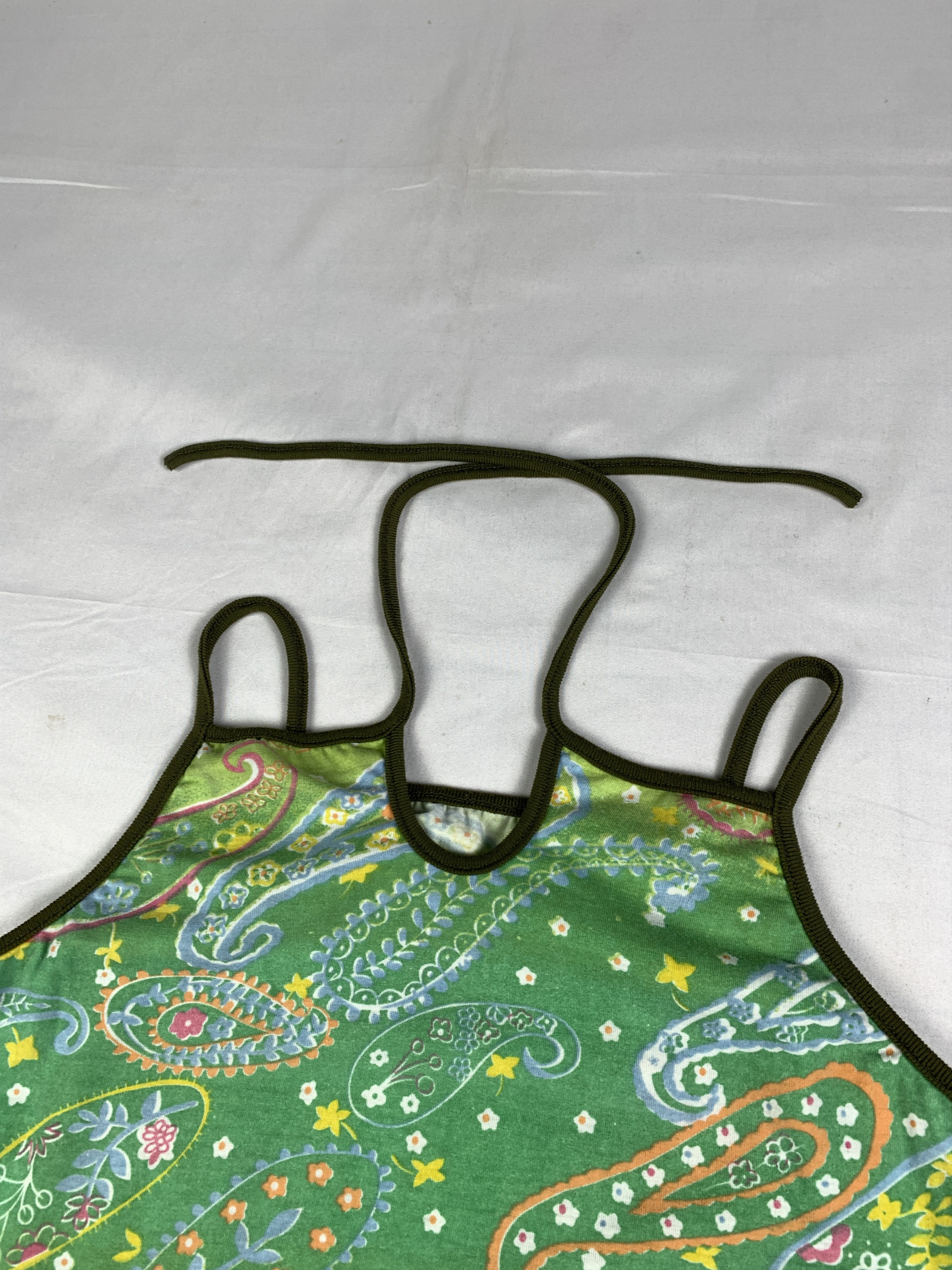Japanese Brand Paisley Floral Gradiation Green Halter Cami Top (S) Size S / US 4 / IT 40 - 6 Thumbnail