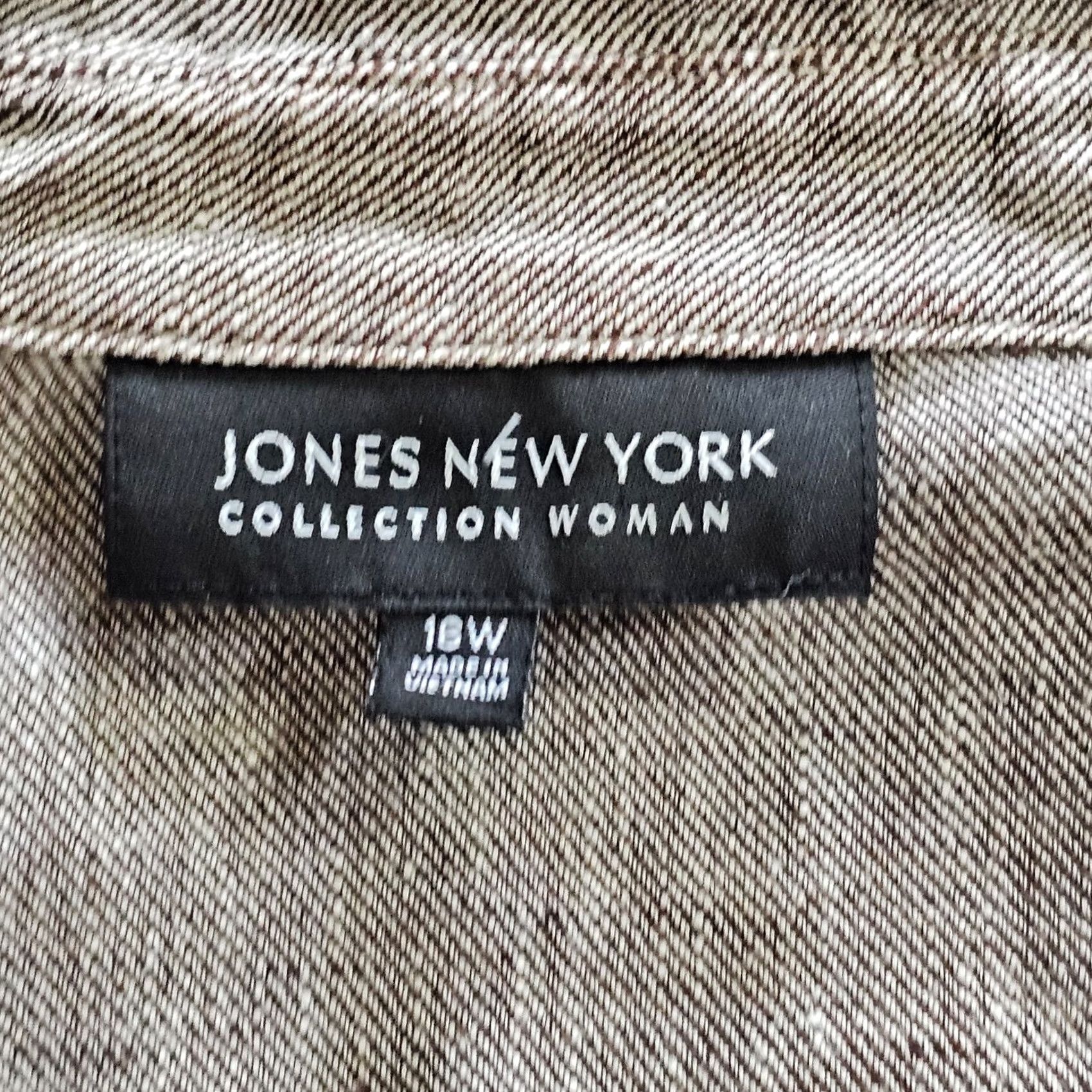 Jones New York Jones New York Jacket Blazer Womens 18W Beige Linen 3/4 Sleeve Casual Career Size XXL / US 16-18 / IT 52-54 - 3 Thumbnail