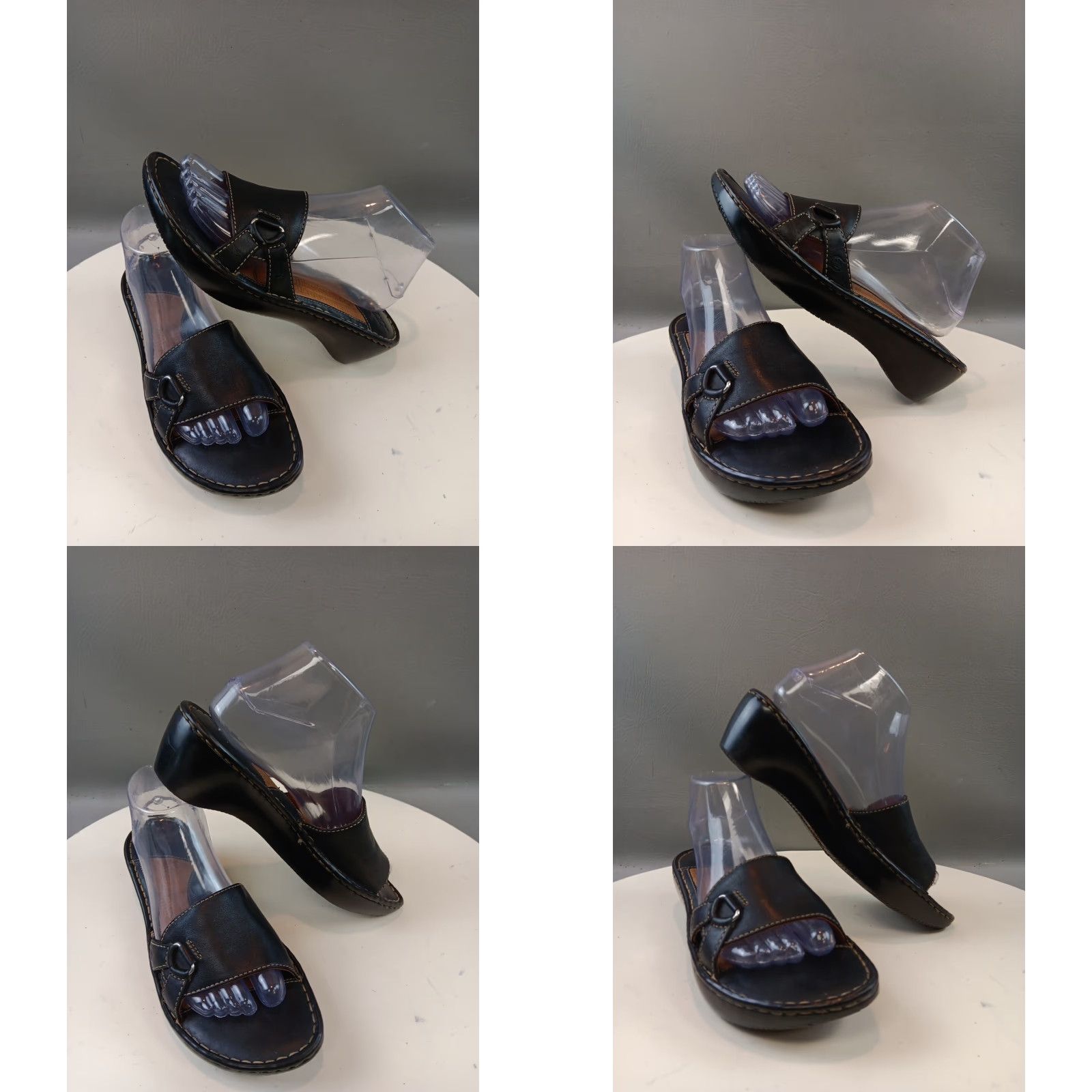Born Born Women Sandal Slide Black Leather Mid Heel 9.5 US 40.5 EU Casual Shoes Womens Size US 10 / IT 40 - 10 Thumbnail