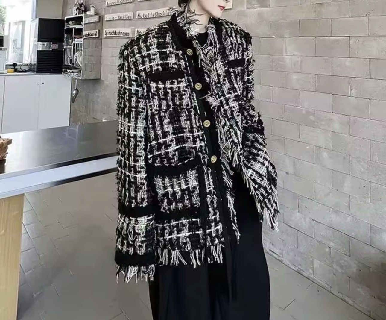 Japanese Brand Tassel Casual Vintage Style Black & White Jacket Blazer Size US M / EU 48-50 / 2 - 3 Thumbnail
