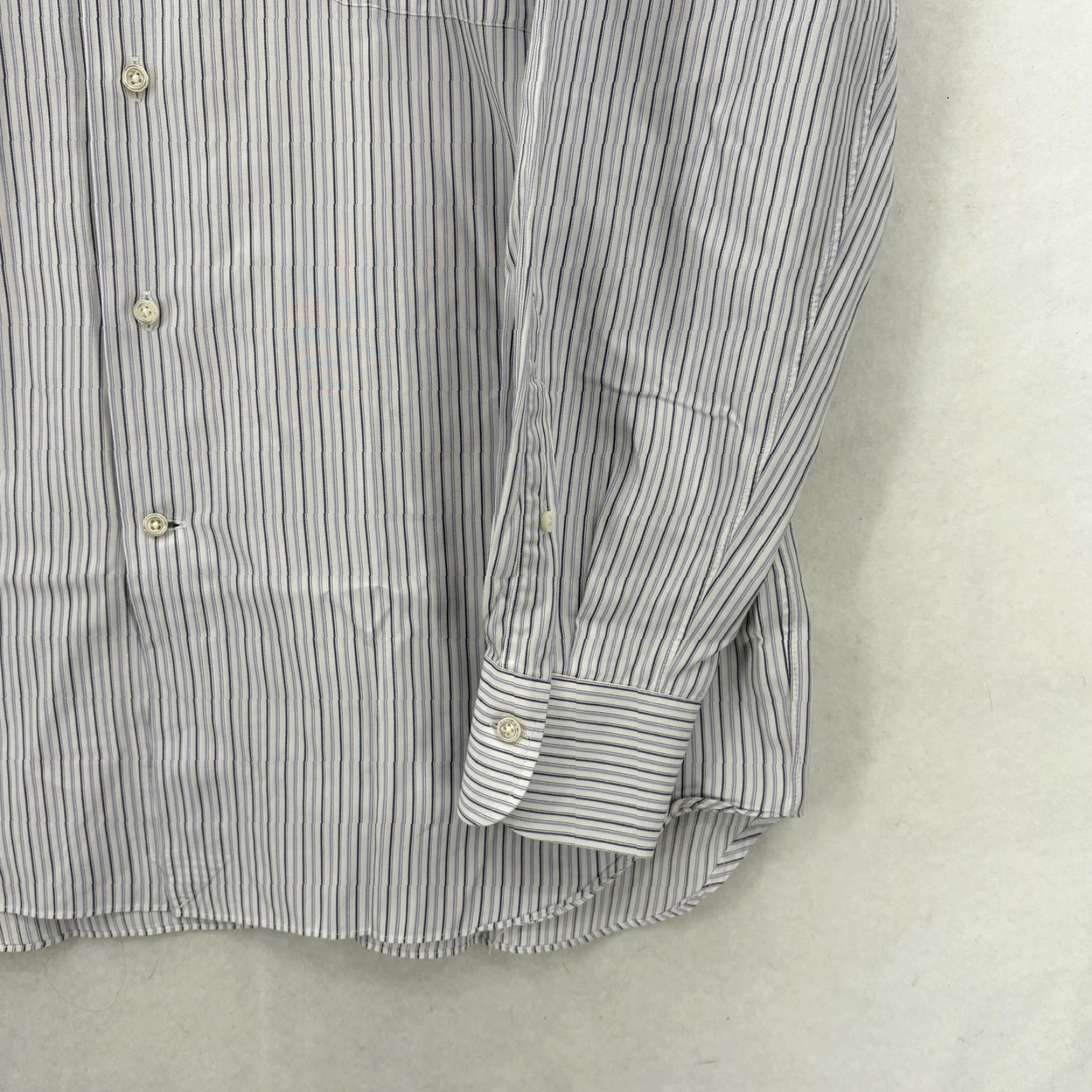 Ermenegildo Zegna VINTAGE Ermenegildo Zegna Dress Shirt Mens 16 White Striped Spread Collar Long Sleeve Size 42R - 3 Thumbnail