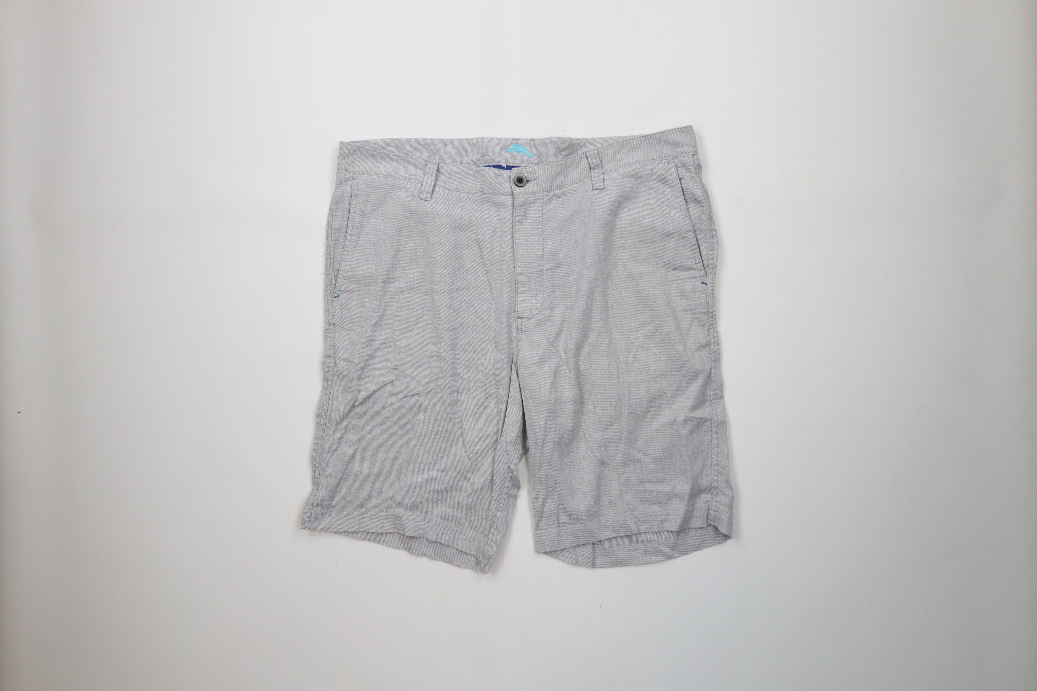 Tommy Bahama × Vintage Vintage Tommy Bahama Linen Blend Flannel Chino Shorts Gray Size US 38 / EU 54 - 1 Thumbnail