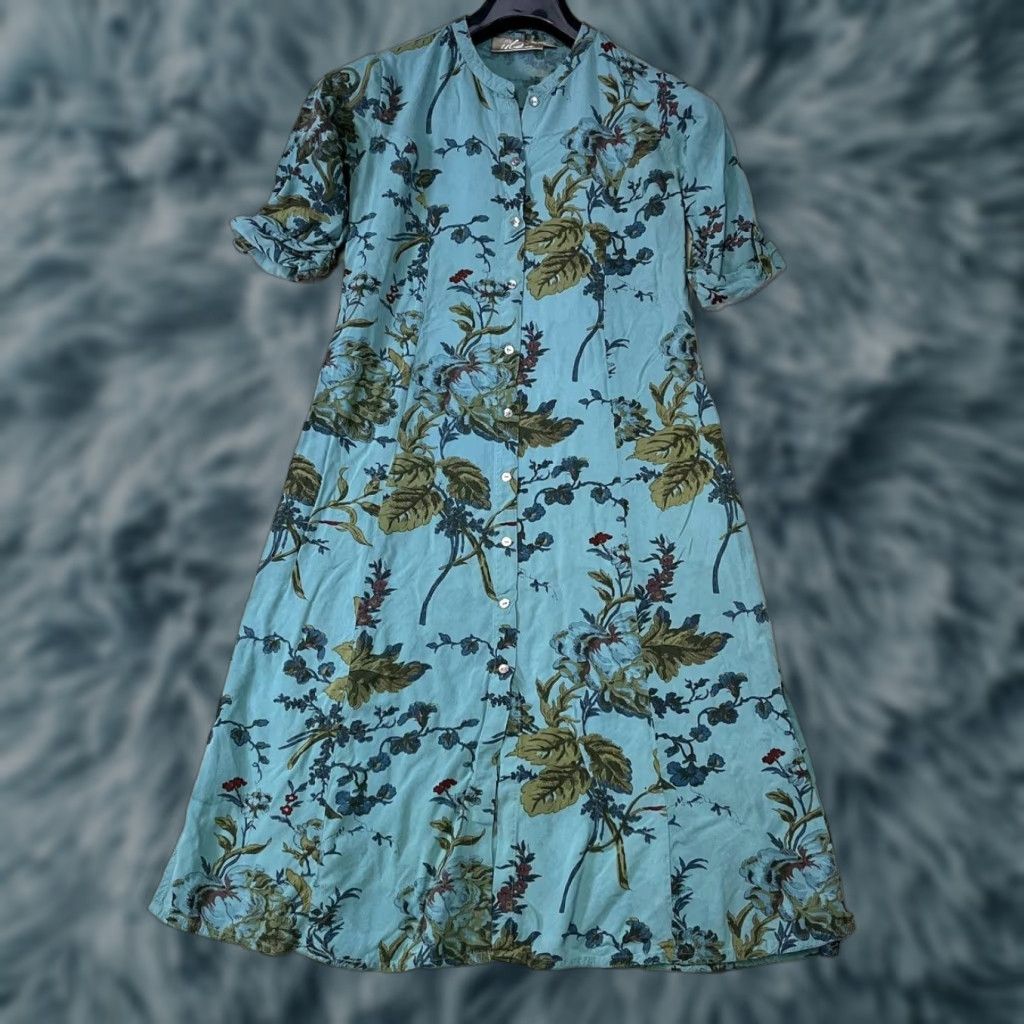 Vintage Utsa Maxi Dress Blue Floral Print Button Front Casual Women Size M Size M / US 6-8 / IT 42-44 - 1 Thumbnail