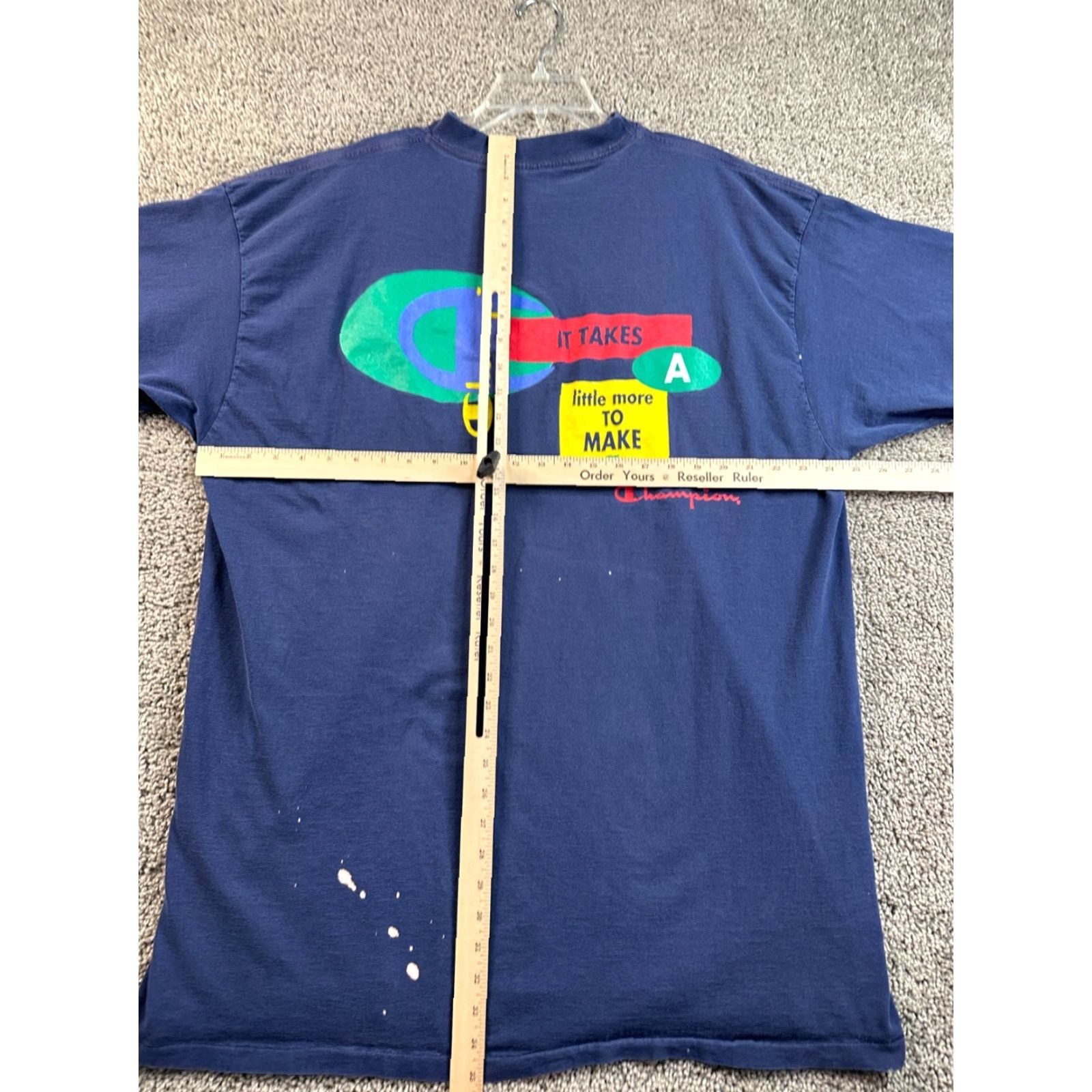 Champion VINTAGE Champion Shirt Mens 3XL Blue 90s T-Shirt Singe Stitch Logo 90s Men’s Crew Neck Short Sleeve Cotton Knit Size US XXL / EU 58 / 5 - 6 Thumbnail