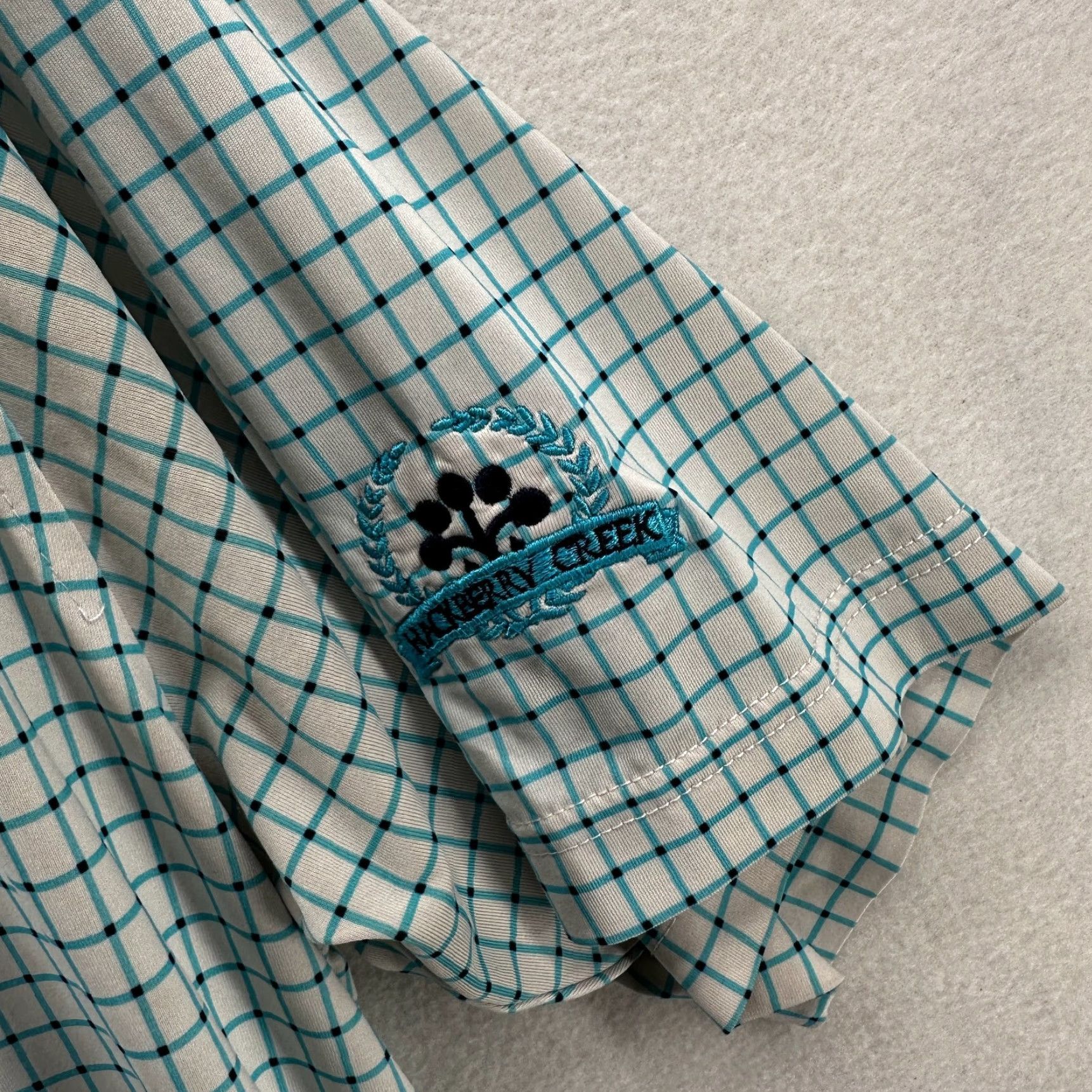 Footjoy FootJoy Polo Shirt Blue White Men's M Golf Short Sleeve Check Collared Pattern Classic Easy Care 44 in Chest Regular Fit Size US M / EU 48-50 / 2 - 5 Thumbnail