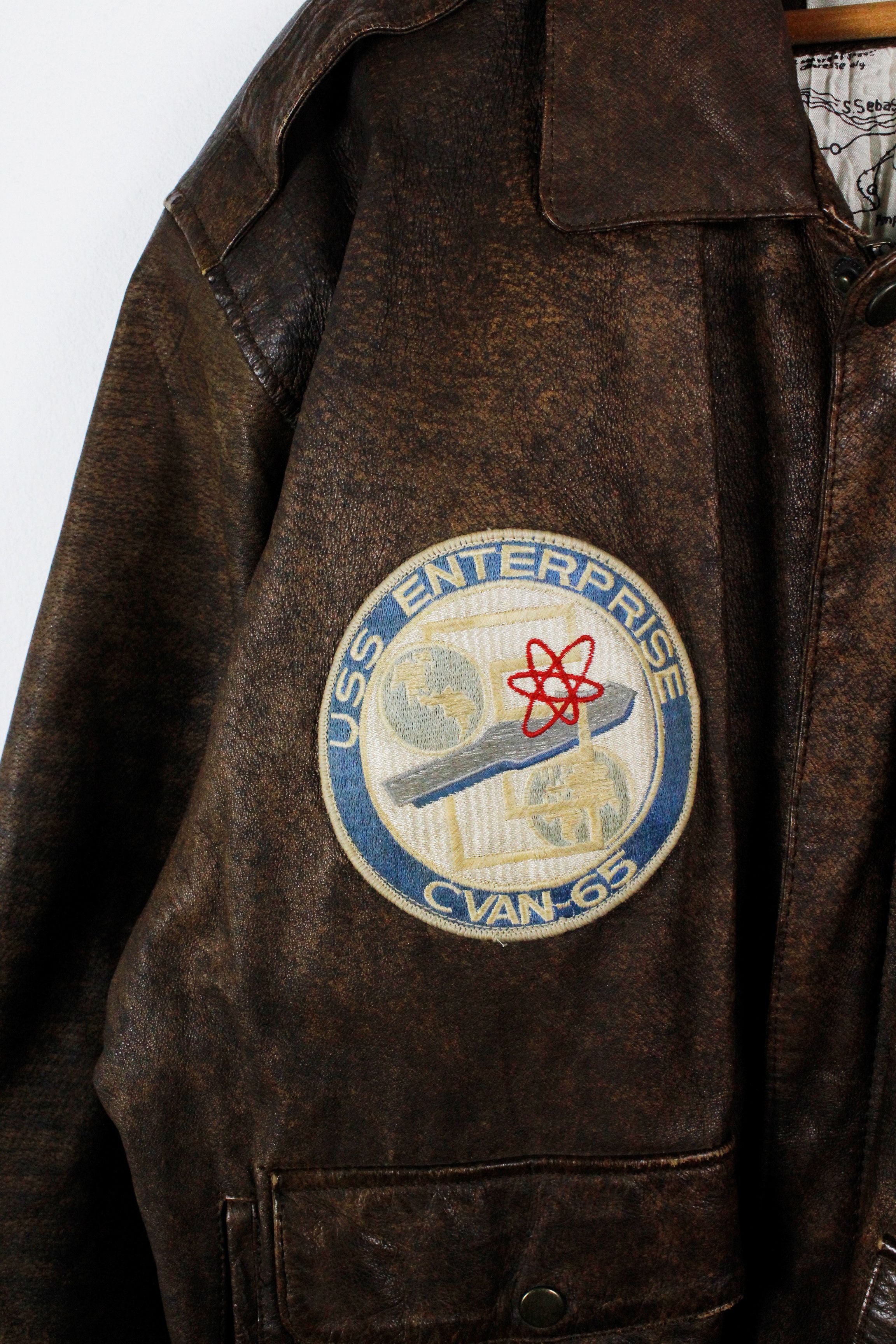 Vintage Vintage Sharper Image USA Enterprise Flight Leather Jacket Size US XL / EU 56 / 4 - 3 Thumbnail