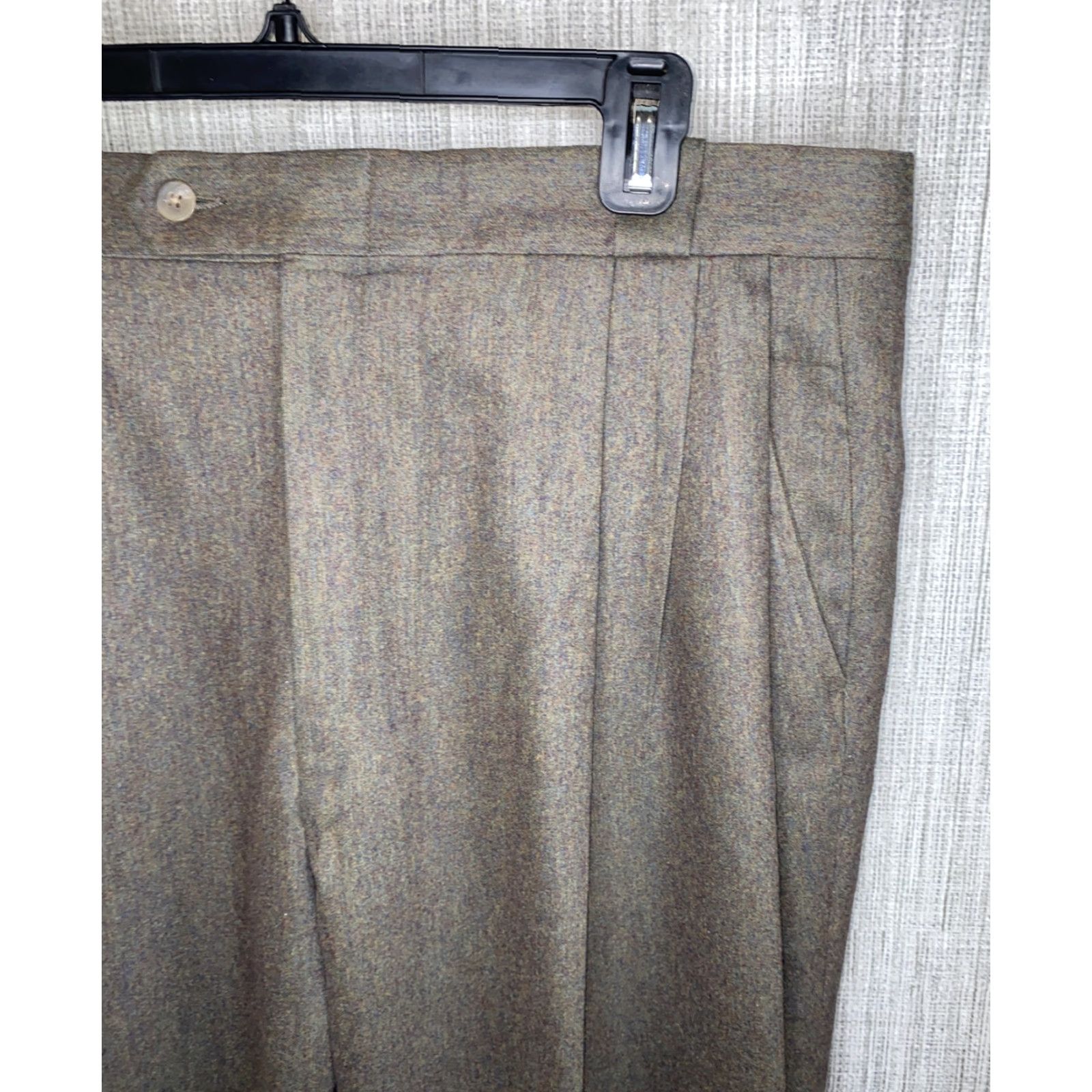 Vintage Keaton Chase Mens Brown Wool USA Made Pleated Dress Pants Pants 37 X 30 Mens Regular Brown Wool Dress Pants Size US 37 - 2 Thumbnail