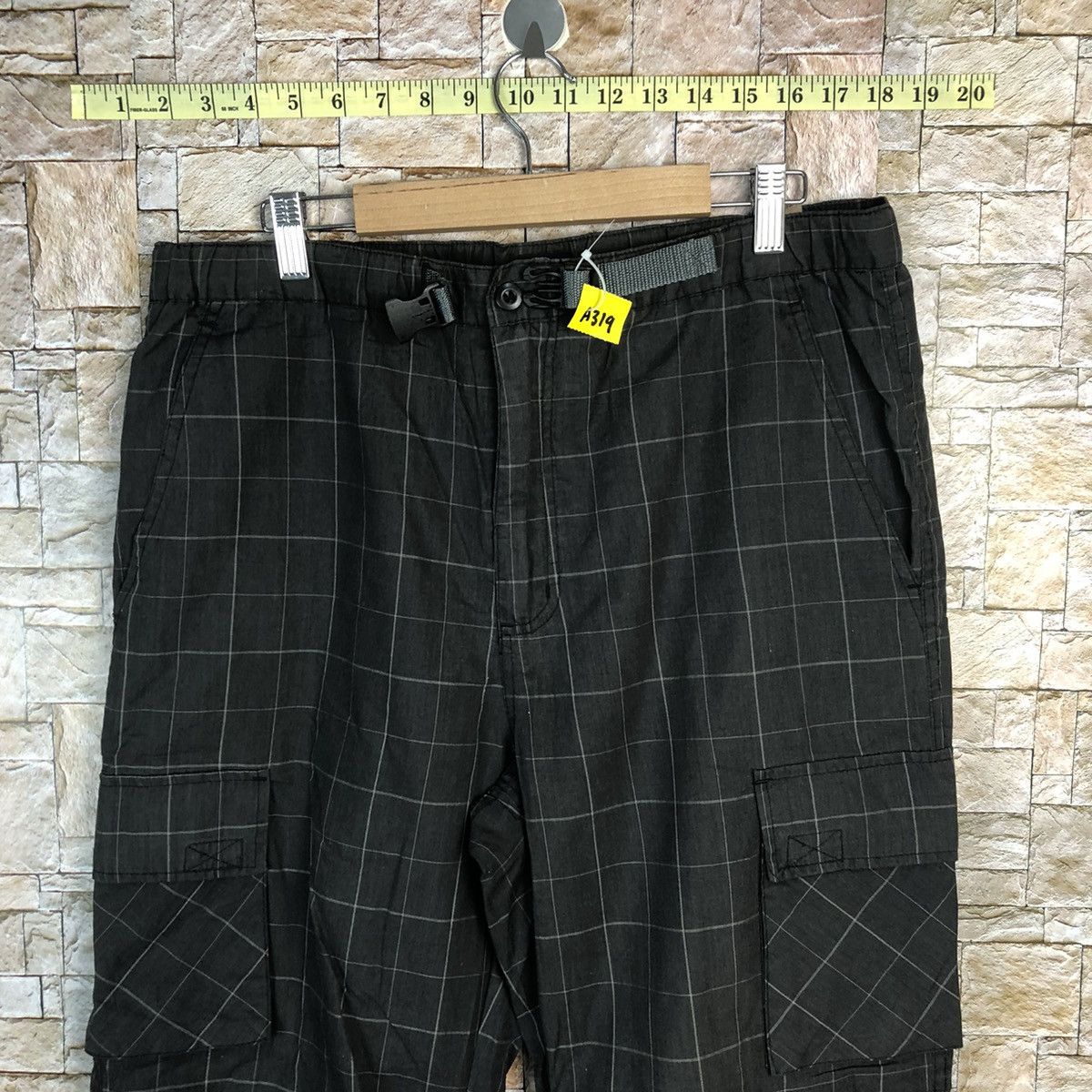 Japanese Brand Cinema Black Checkred Cargo Multipocket Pants #A319 Size US 31 - 5 Thumbnail
