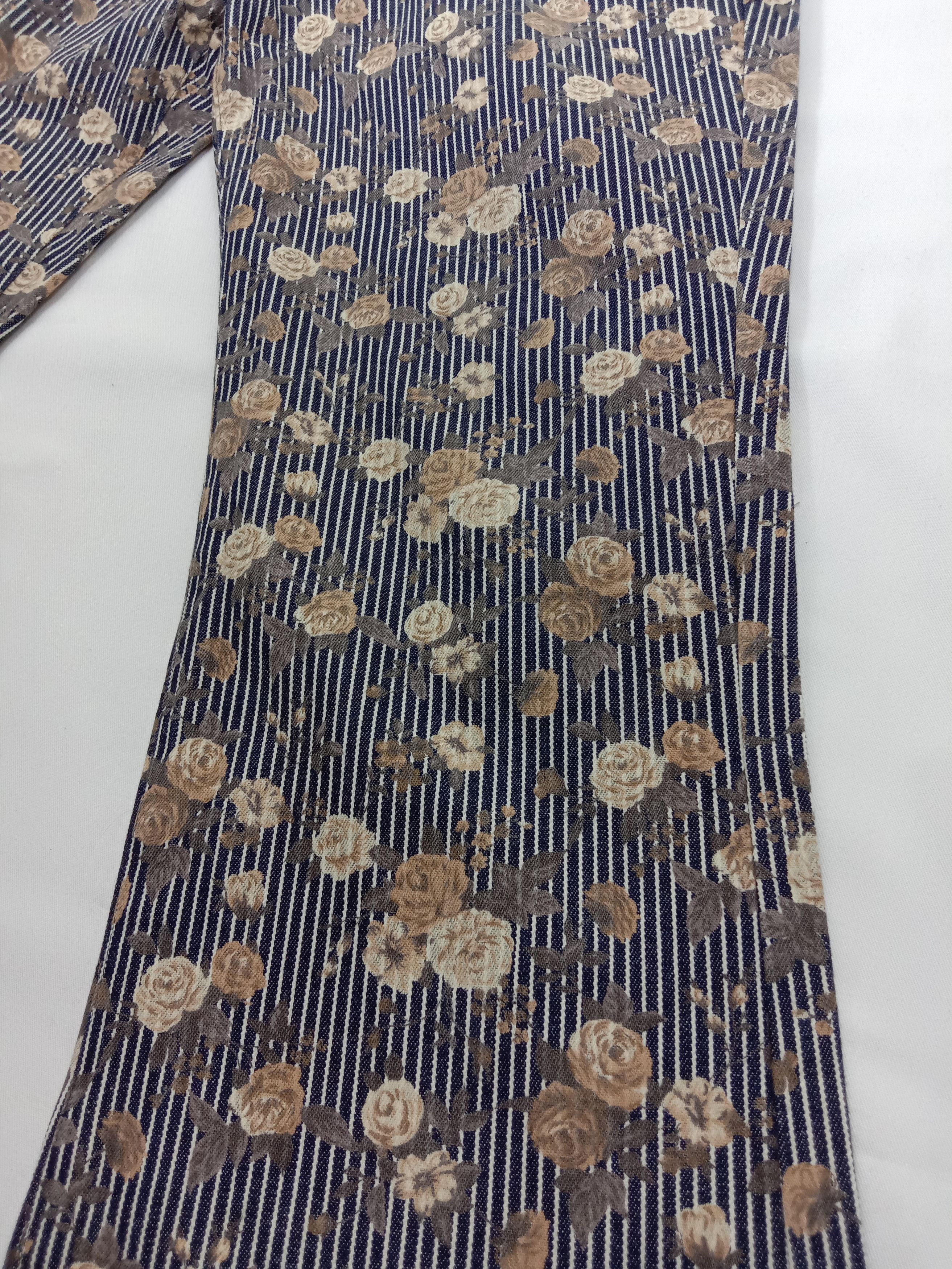 Japanese Brand Vintage Japanese Art Striped Full Printed Floral Flare Jeans Size US 30 / EU 46 - 11 Thumbnail