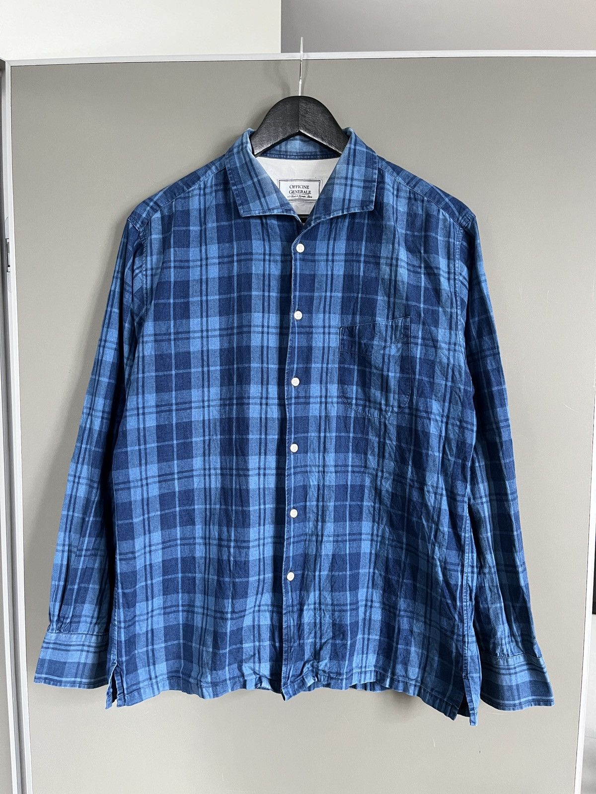 Officine Generale Officine Generale Blue Check Shirt Size US L / EU 52-54 / 3 - 2 Thumbnail